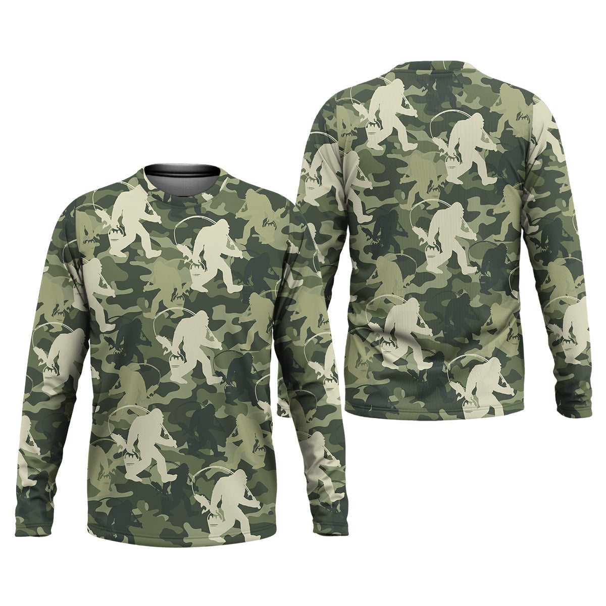 Bigfoot Camo Fishing SPF Shirts, Bassquatch Fishing Shirts, Fishing Shirts For Men, Funny Fisherman Gift