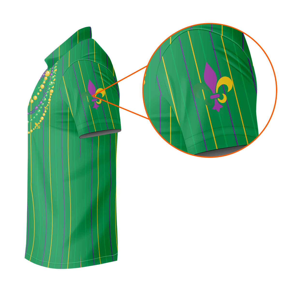 Mardi Gras Beads Necklaces Print Green Golf Shirt, Women's Golf Shirts, Ladies Golf Polos, Golf Shirt For Women