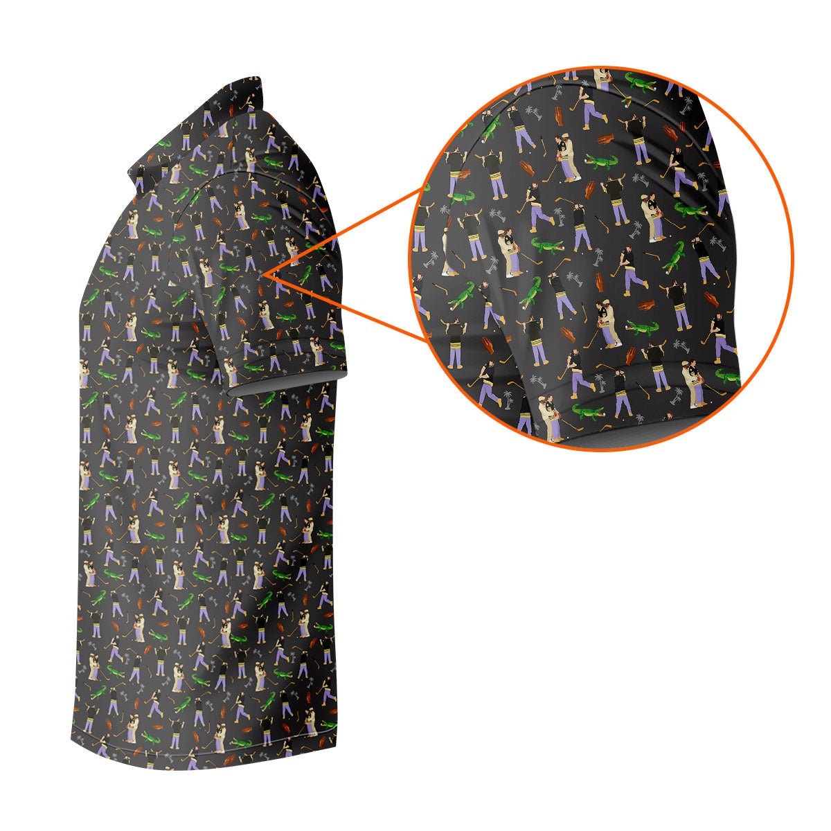 Funny Golf Lesson Alligator Pattern Polo Shirt, Golf Shirts For Men, Mens Golf Apparel