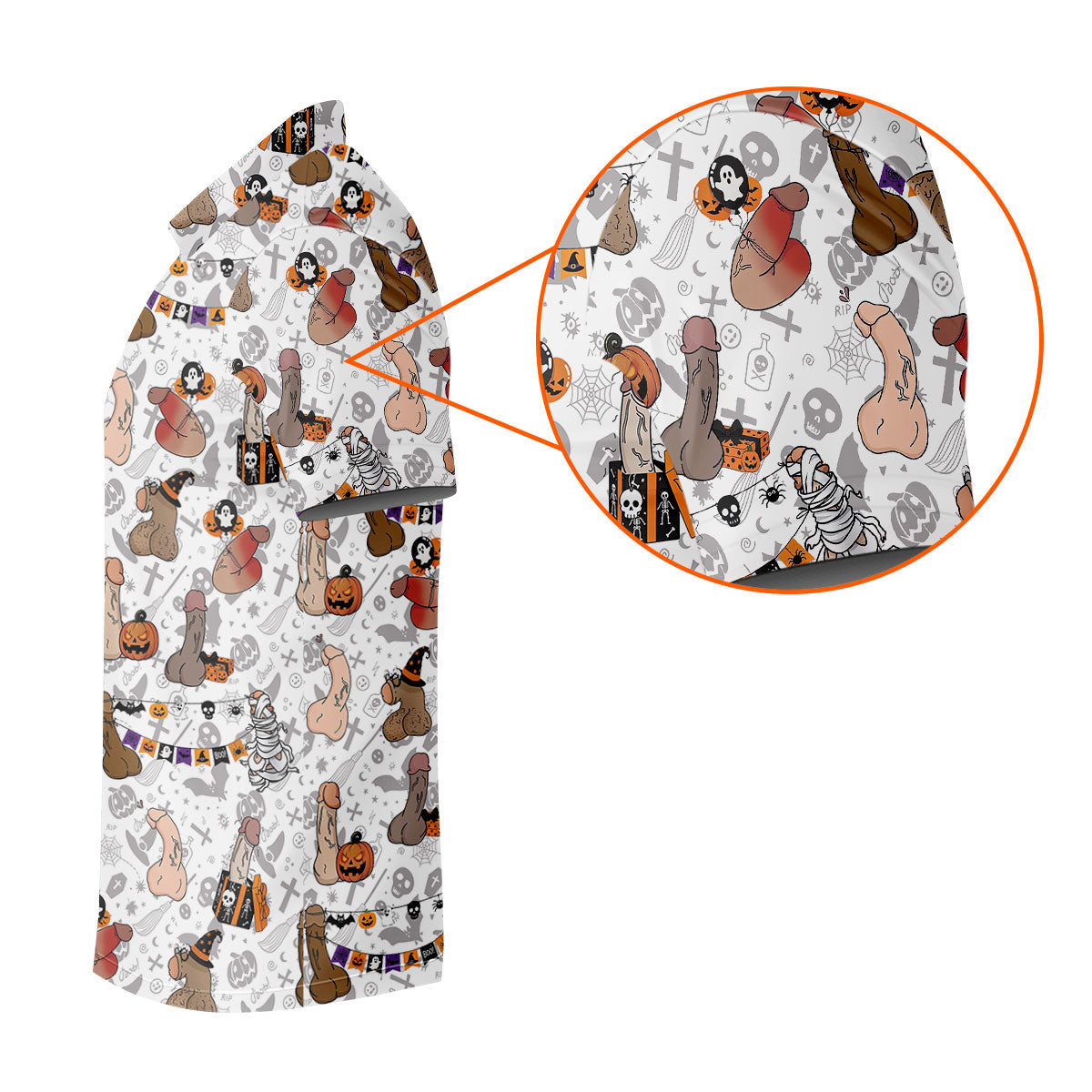 Funny Adult Halloween Pattern Hawaiian Polo Shirt, Polo Shirts For Men, Mens Golf Apparel