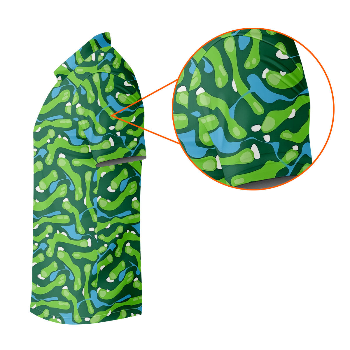 Golf Course Layout Golf Shirt, Fairway Water Hazard Pattern, Golf Shirt For Women