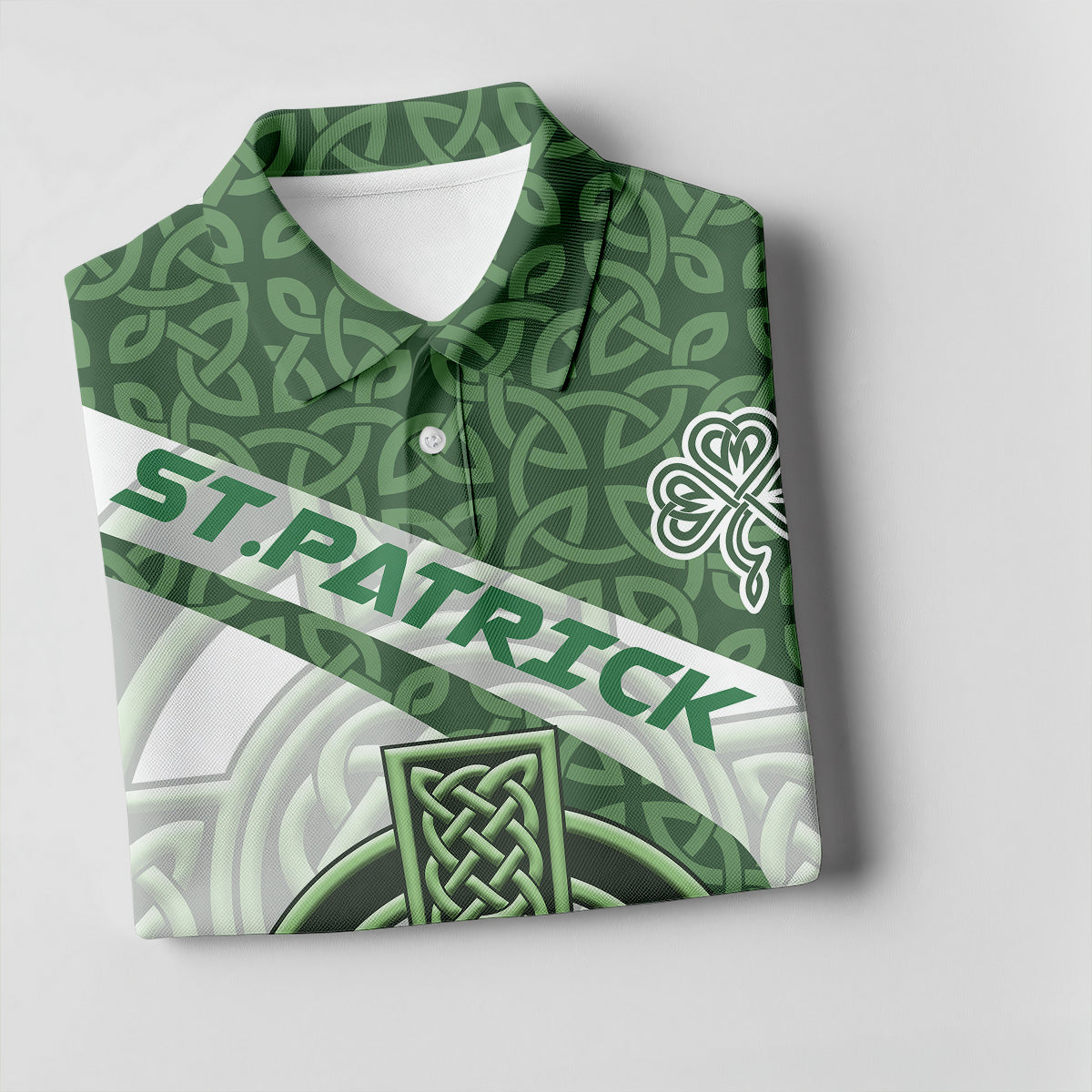 St Patrick's Day Celtic Knotwork Pattern Shamrock Golf Shirt, Women's Golf Tops, Ladies Golf Polos