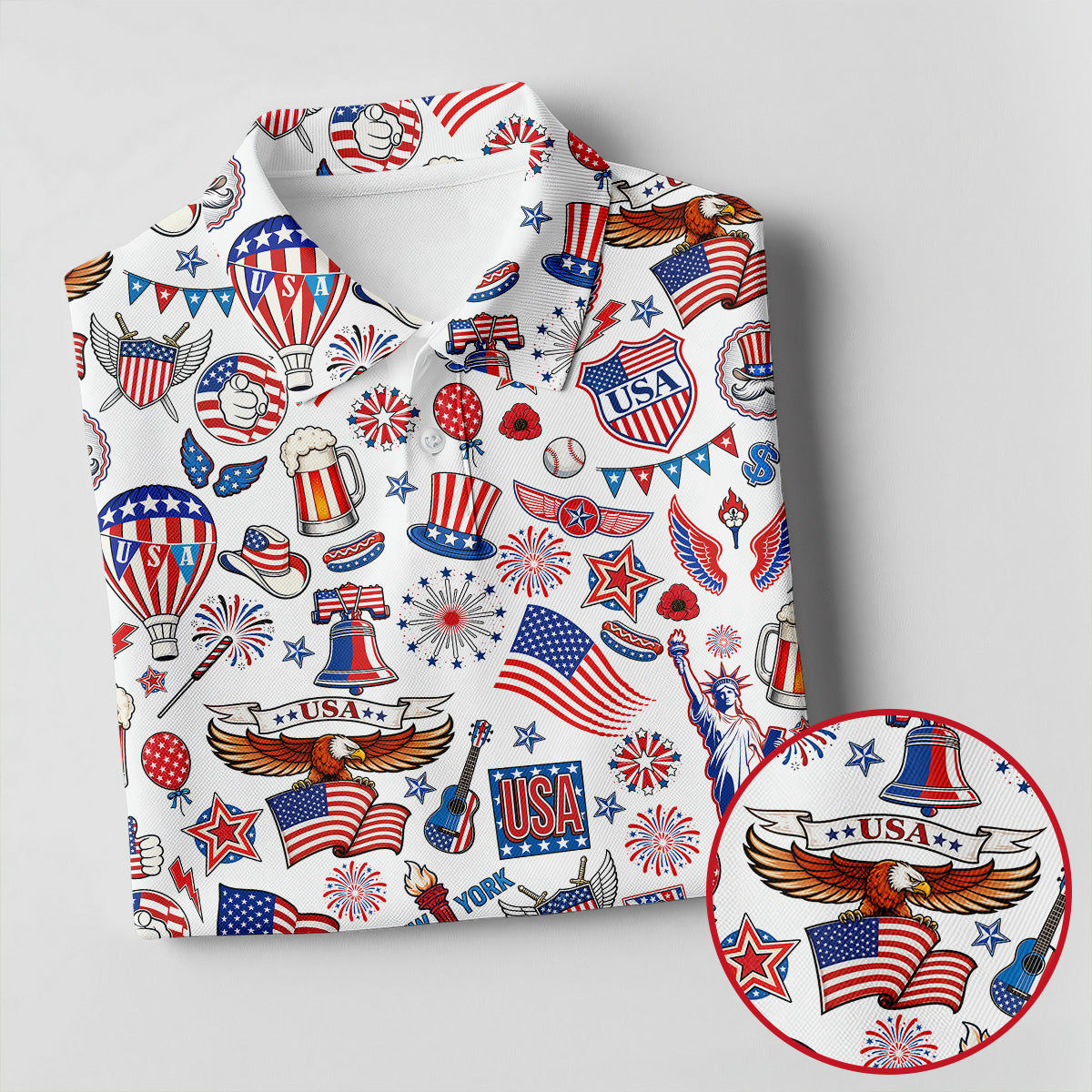 250 Celebration US Flag Pattern Ladies Golf Tops, Patriotic 4th Of July Golf Shirt For Women