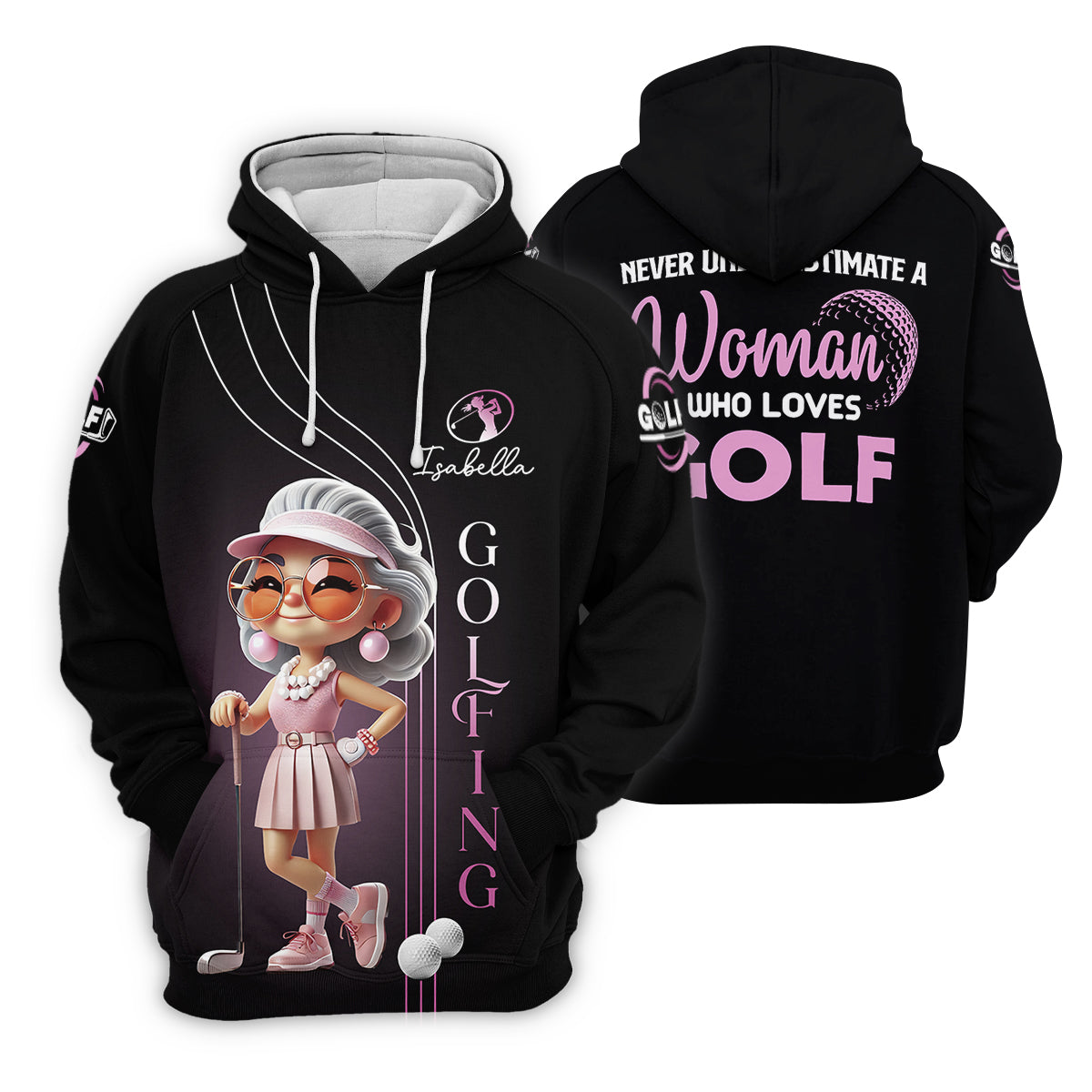 Never Underestimate A Woman Who Loves Golf Custom Womens Golf Polo ShirtWomens Golf Gifts