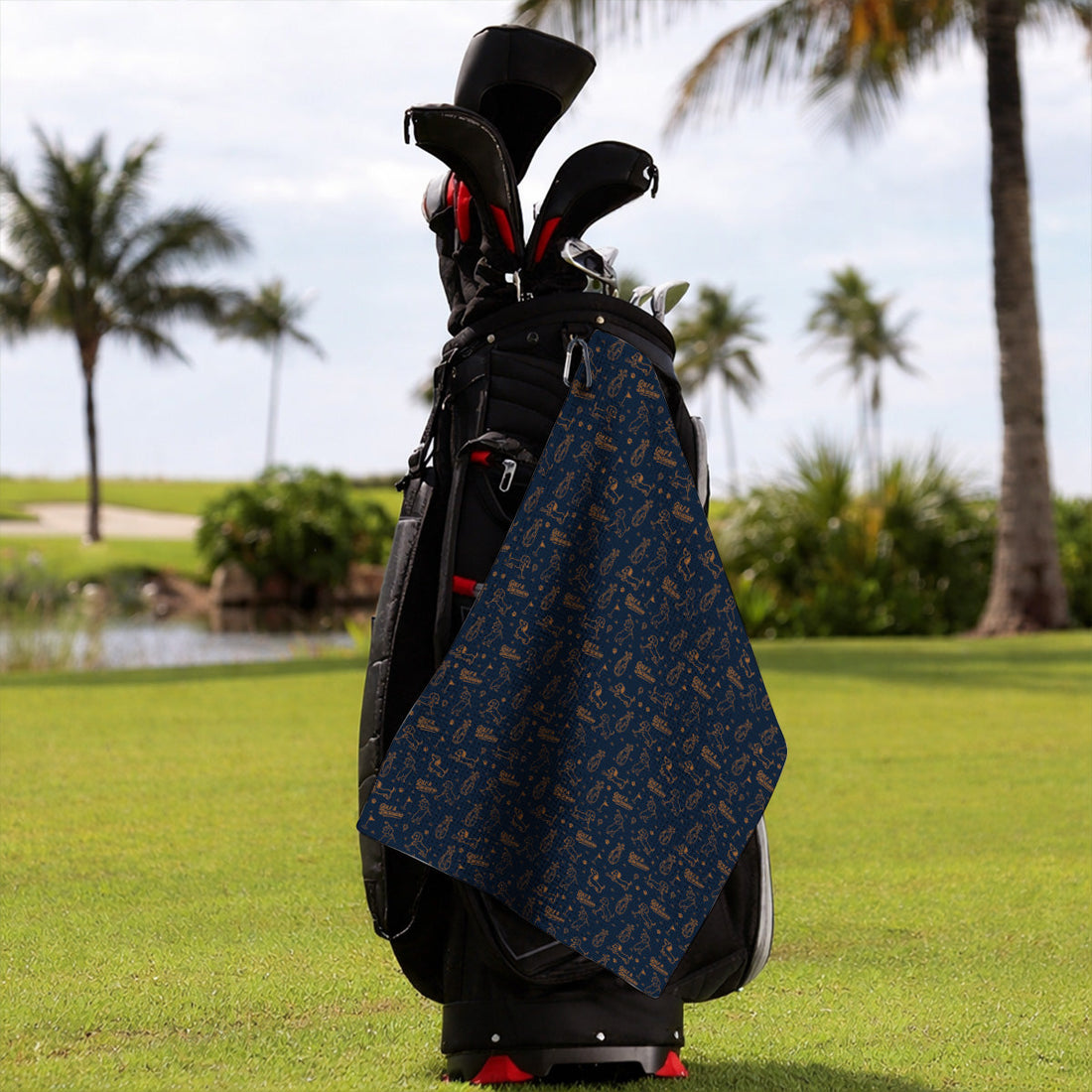 Golf & Dachshund Pattern Towels, Wiener Dog Golf Towel For Golfer, Funny Doxie Lover Gift