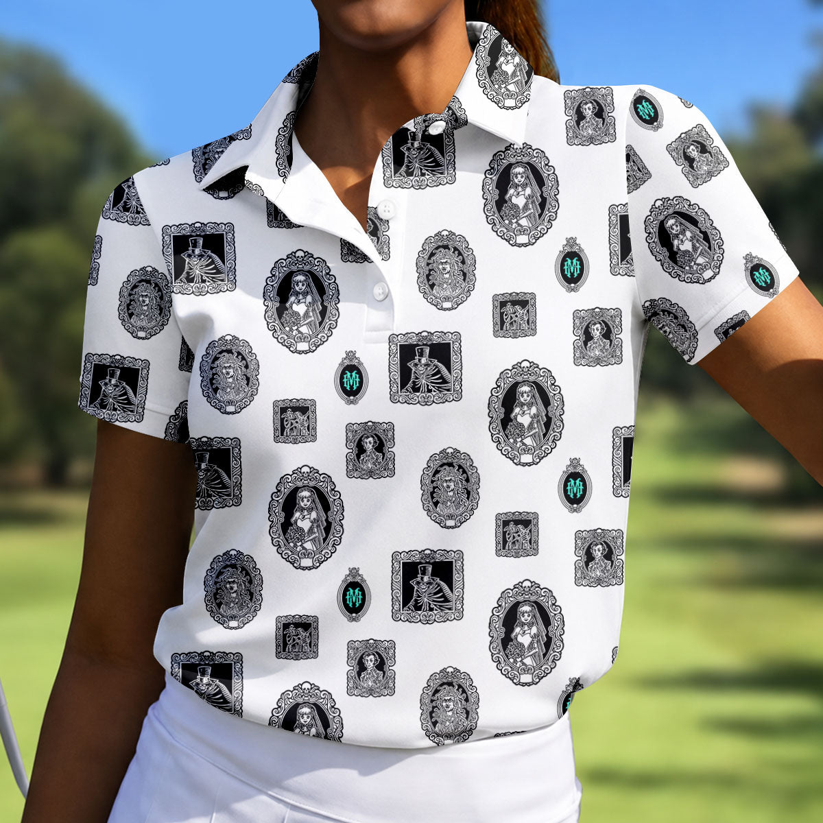 Gothic Portrait Halloween Horror Character Polo Shirt, Golf Shirt, Golf Shirts For Women