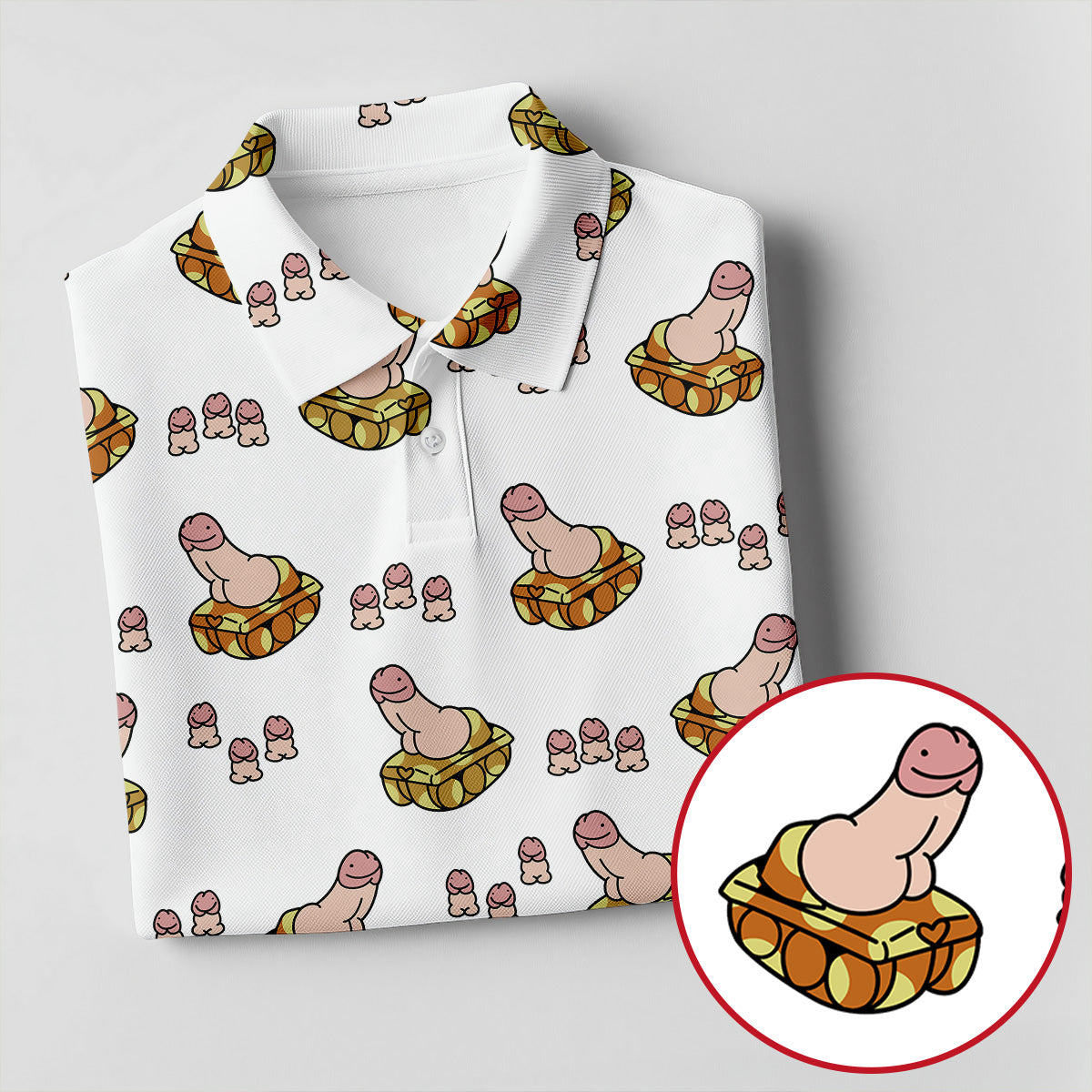 White Funny Adult Novelty Tank Pattern Golf Shirt, Golf Shirts For Men, Printed Golf Shirts