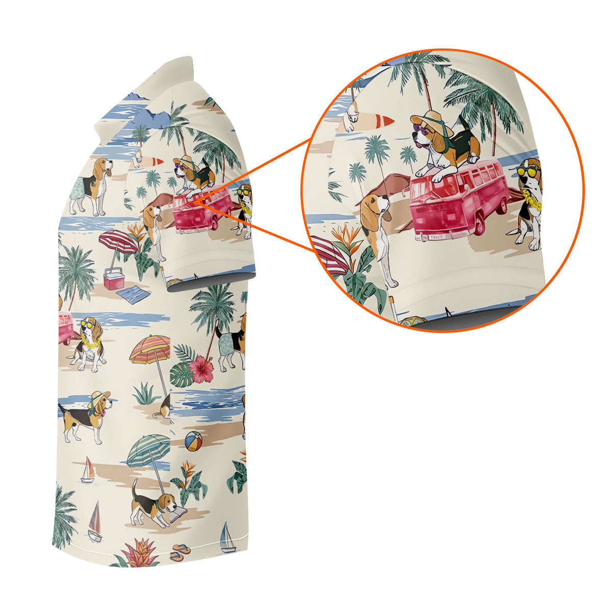 Cute Beagle Beach Vacation Tropical Golf Polo Shirt, Hawaiian Golf Shirt, Golf Shirts For Men