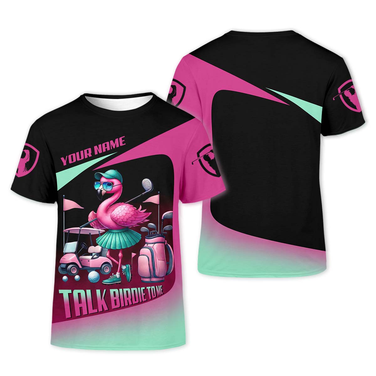 Talk Birdie To Me Custom Flamingo Womens Golf Polo ShirtFunny Golf Shirt, Gift For Golfers