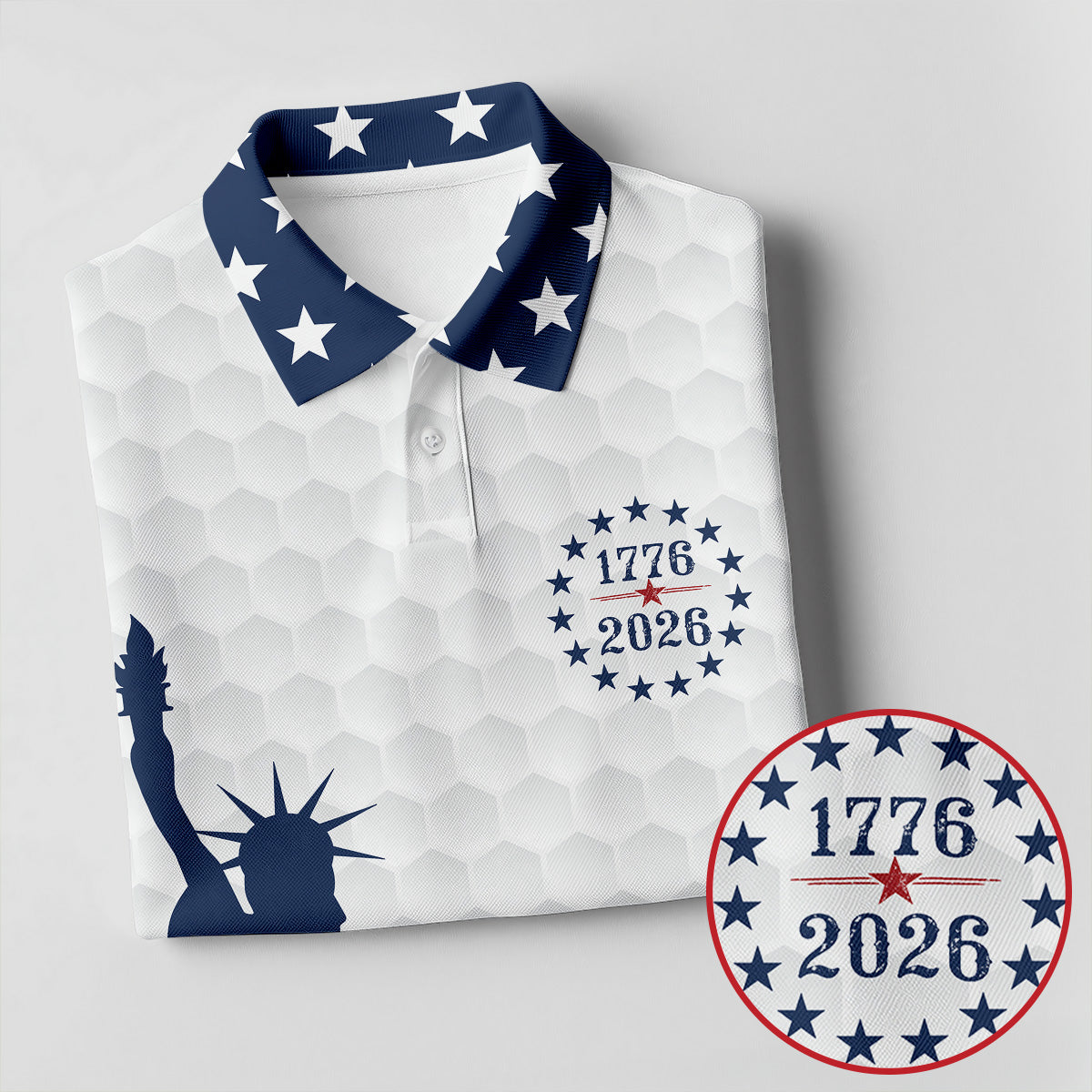 250 Years Of Freedom Golf Ball Pattern American Flag Golf Shirt, Patriotic 4th Of July Golf Shirt For Women