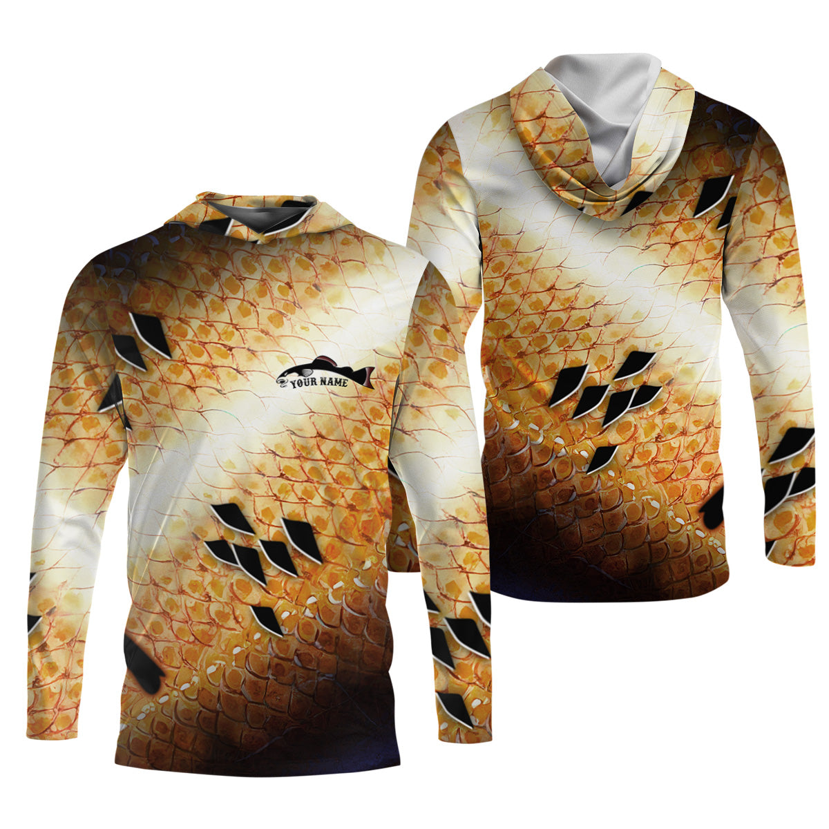Yellow Fish Scale Fishing UPF Shirts, Custom Fishing Shirt, Gift For Fisherman, Mens Casual Shirts