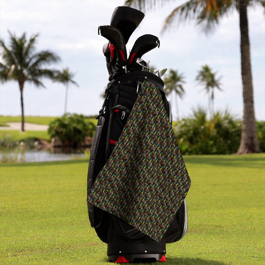 Funny Mallard Duck Pattern Towels, Rebel Duck Hunting Golf Towel, Golf Gift For Golfer