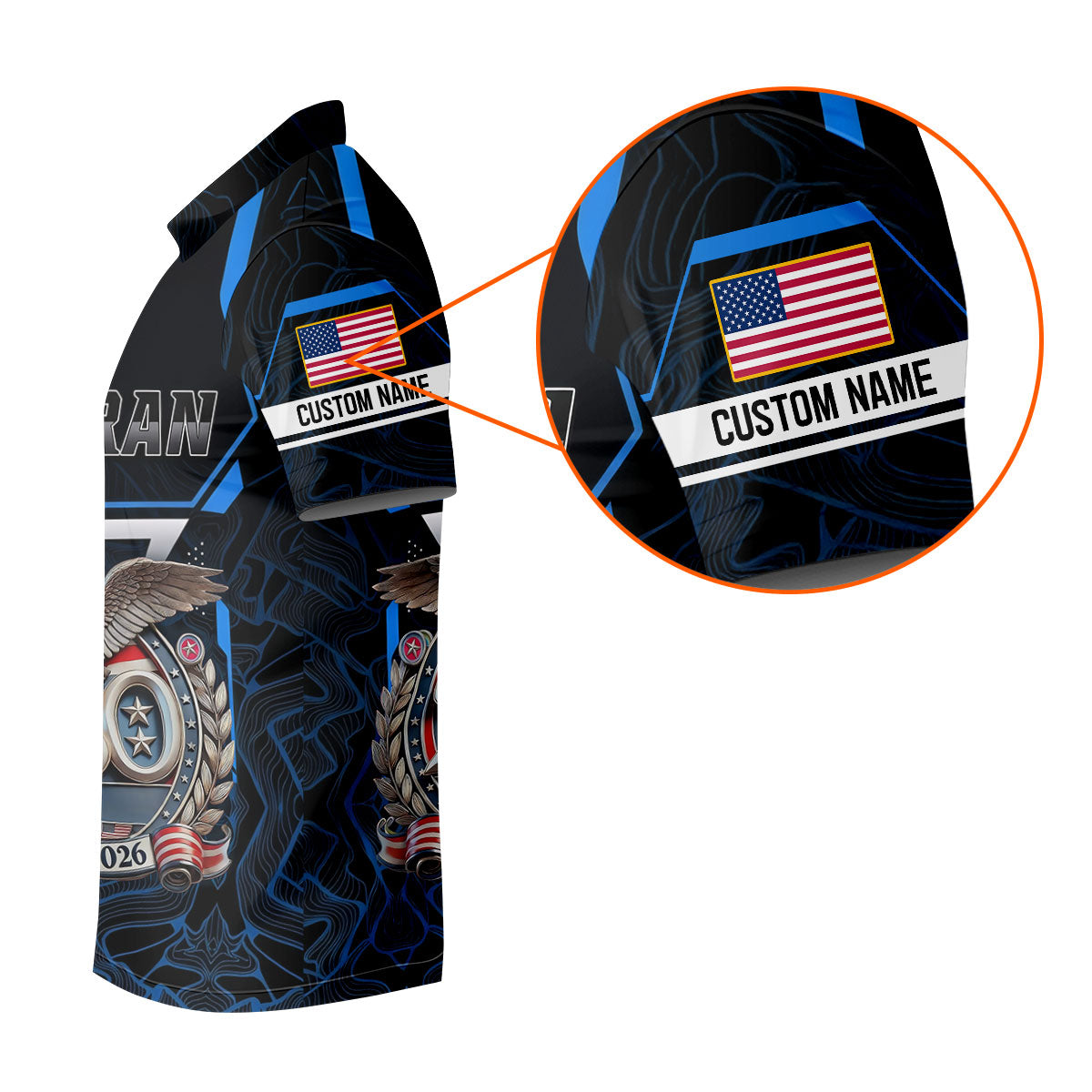 Personalized Veteran America 250 Polo Shirt Blue Accent, Golf Polo For Women, Ladies Golf Tops