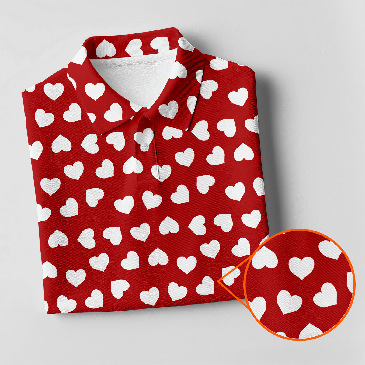 White And Red Heart Pattern Women's Golf Tops, Valentine Golf Gift, Ladies Golf Polos, Golf Gift For Ladies