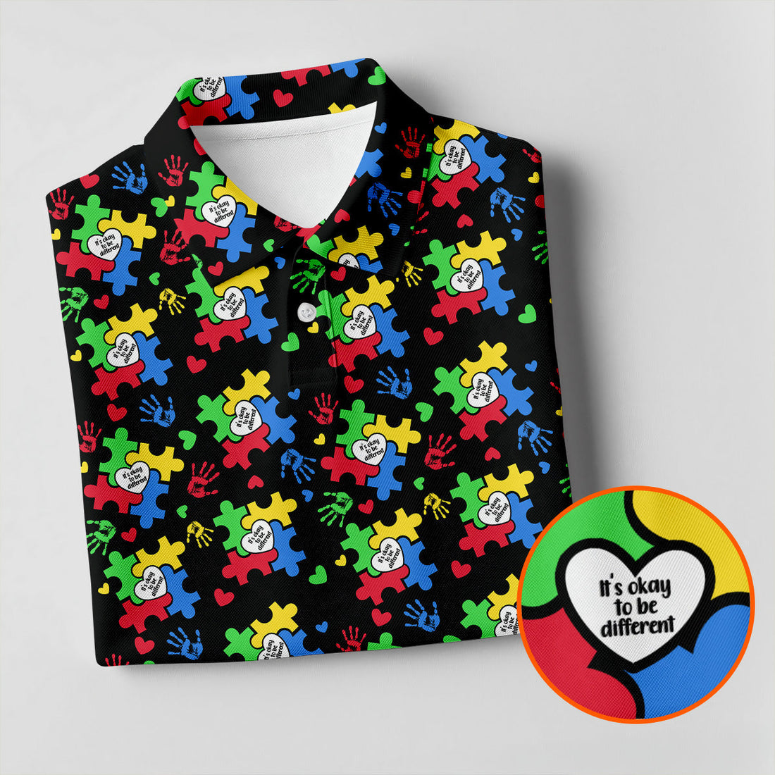 It's Okay To Be Different Autism Puzzle Golf Tops For Men, Autism Awareness Colors Golf Shirts For Men