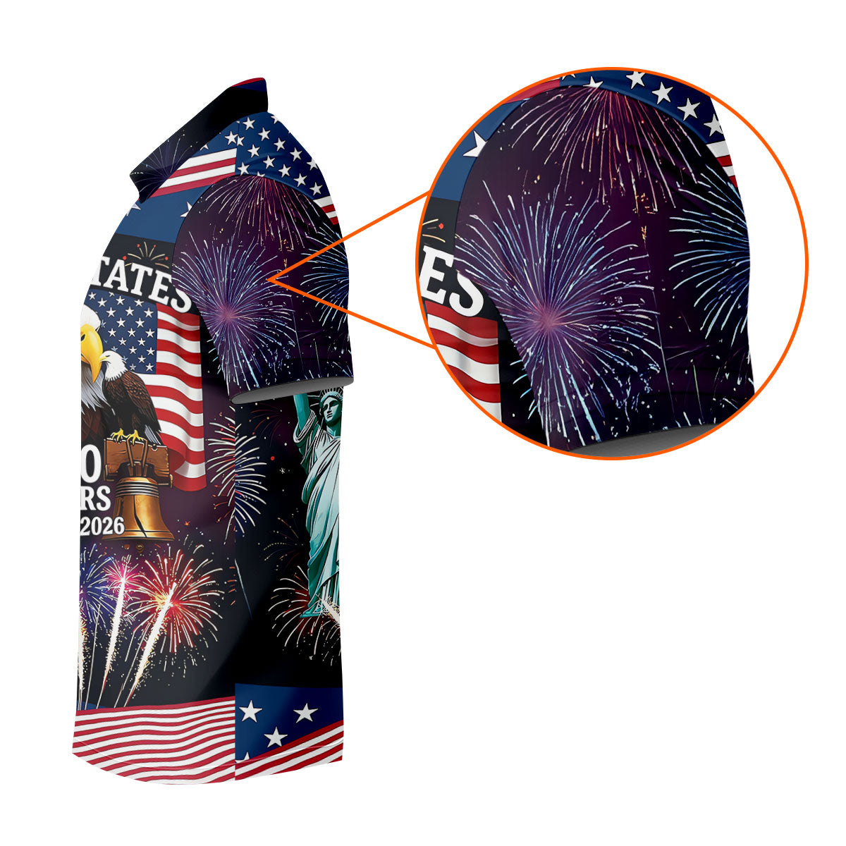 250 Years American Symbols US Flag Golf Shirt, Patriotic 4th Of July Golf Shirts For Men