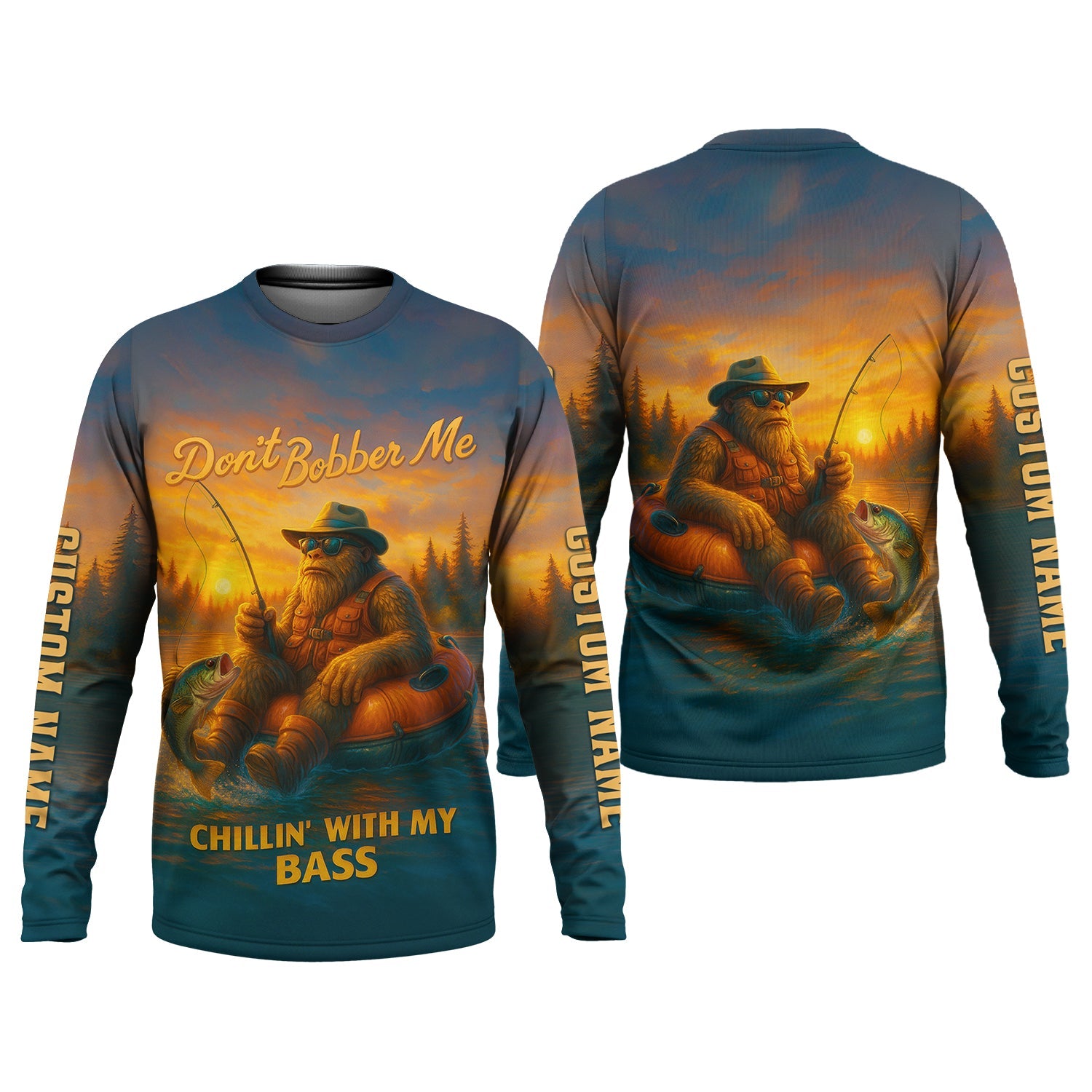 Don't Bobber Me Fishing Shirt, Bigfoot Fishing Shirt, SPF Long Sleeve Shirts, Presents For Fishermen