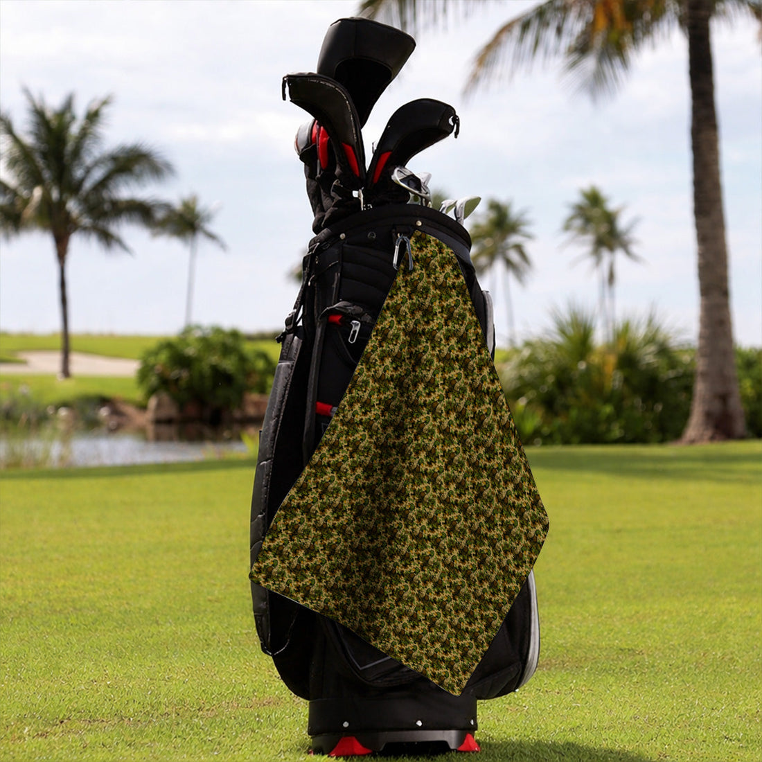 Funny Mallard Duck Golf Towel, Camo Duck Pattern Towels, Hunting Gift For Golf Lovers