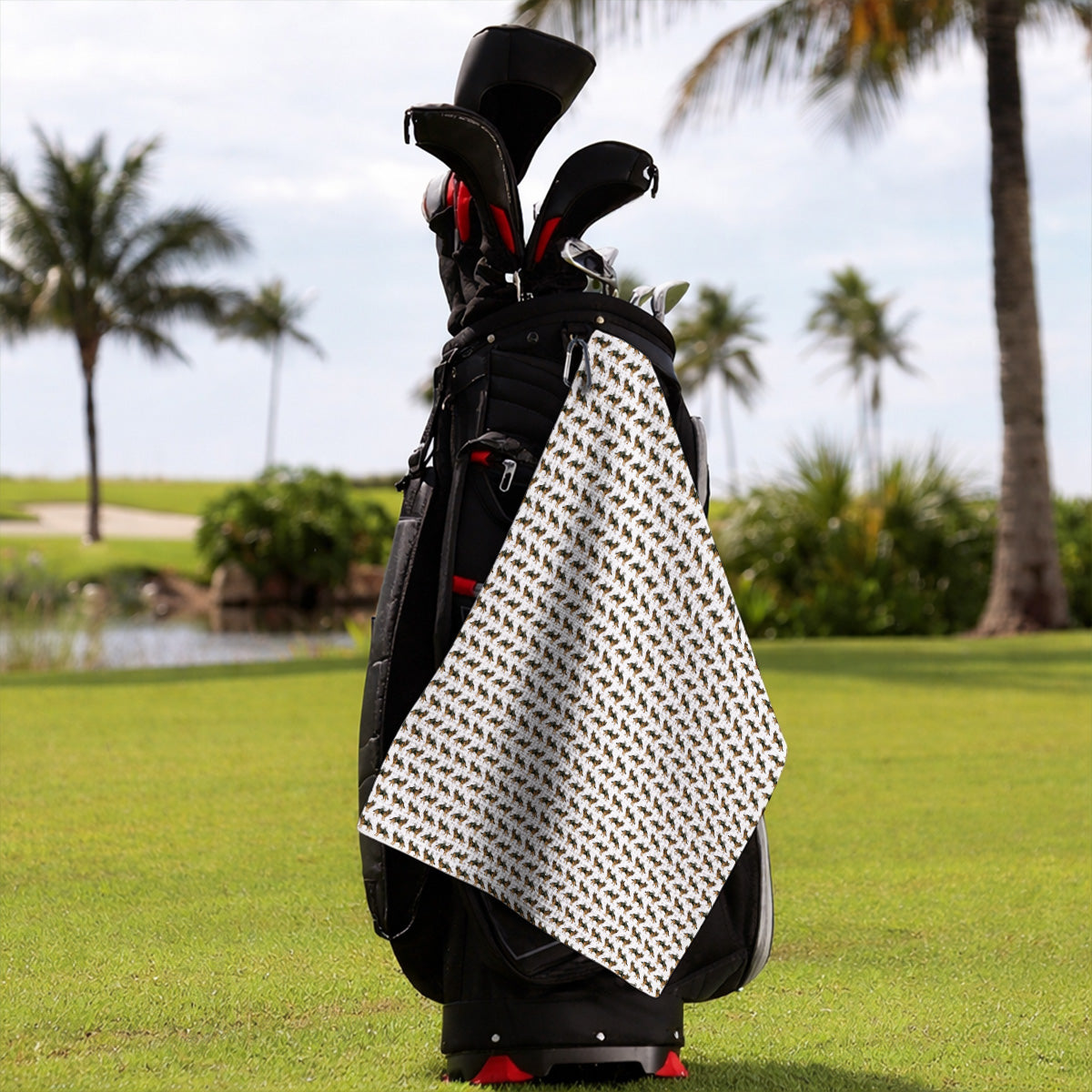 German Shepherd Golf Towel, Dog Lover Pattern Golf Towel, Funny Golfer Dog Gift