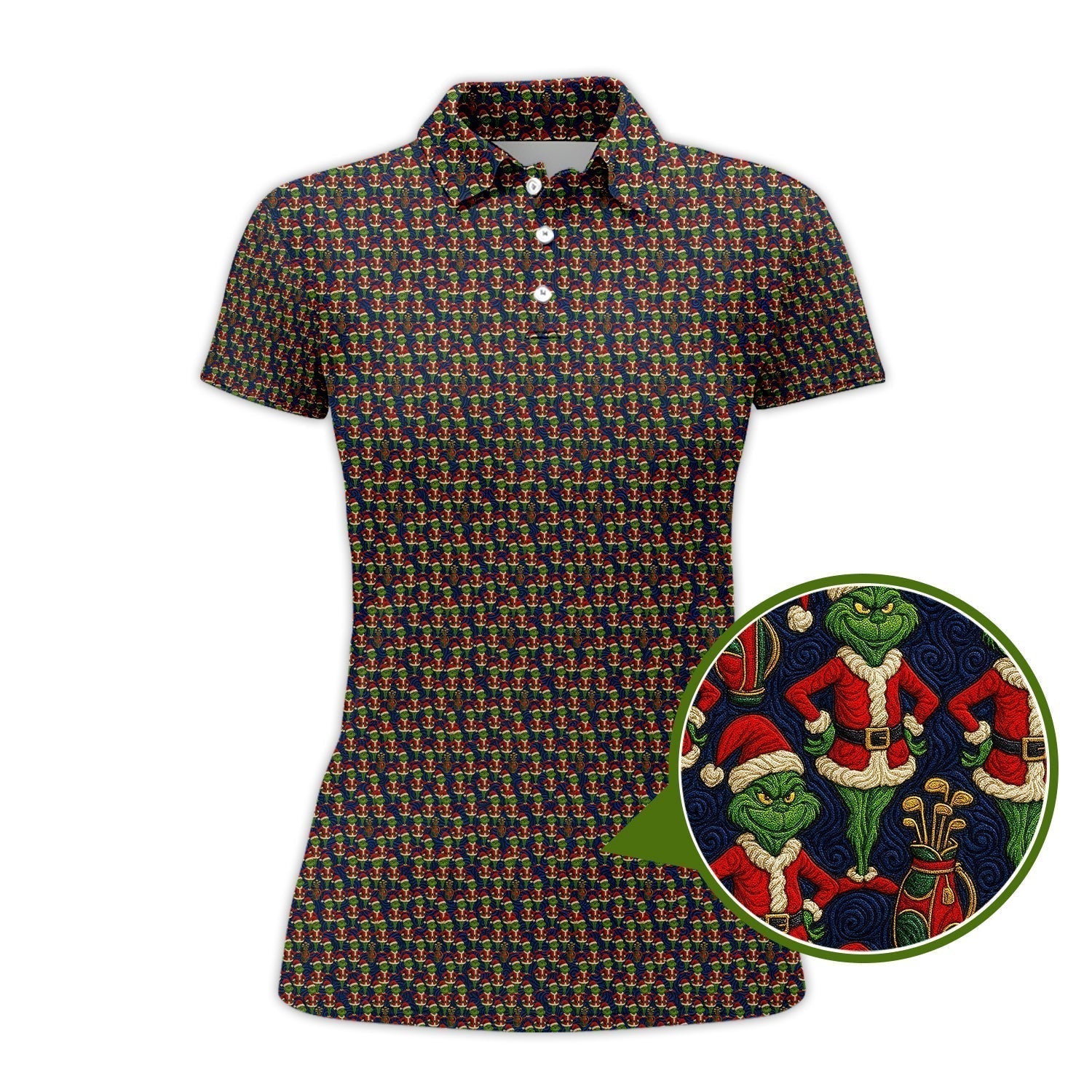 Grinch Golf Shirt For Golfer, Funny Pattern Golf Shirt, Crazy Golf Shirt For Men