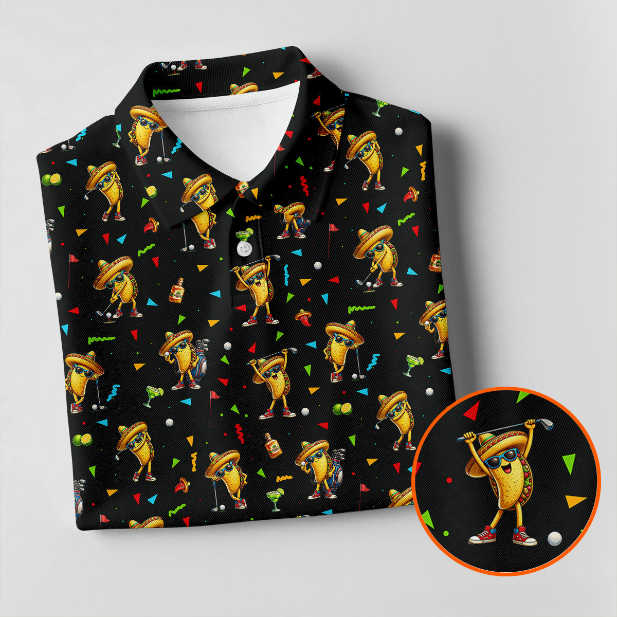 Fairway Fiesta Taco Margarita Mexico Theme Black Golf Shirt, Women Golf Shirts, Ladies Golf Shirt