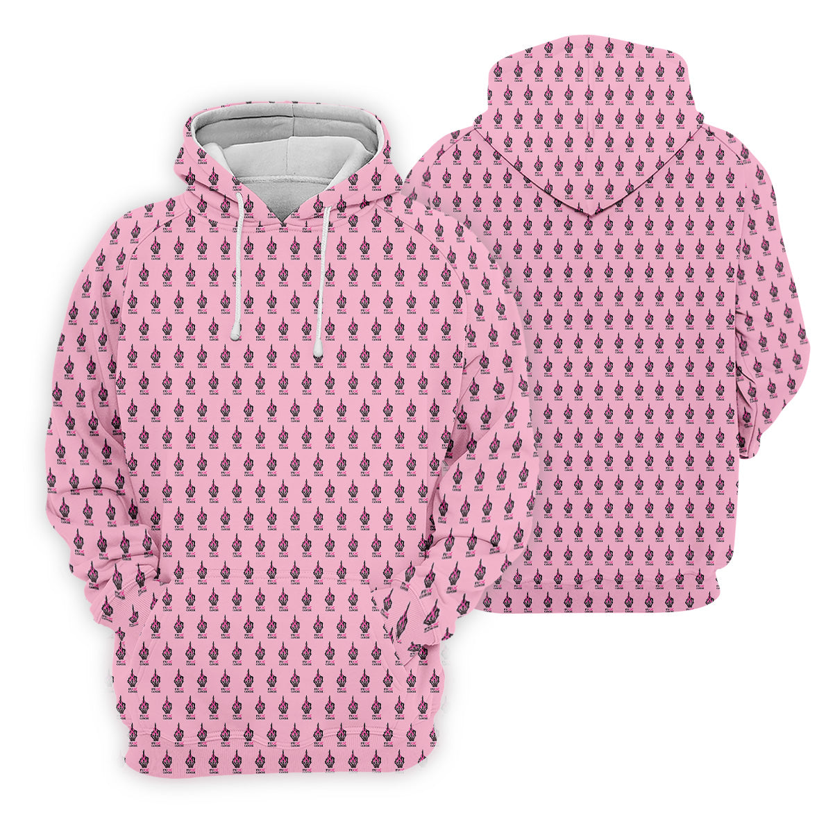 Funny Middle Finger Pink Men's Golf Shirt, Breast Cancer Golf Shirt, Fun Golf Shirts For Men