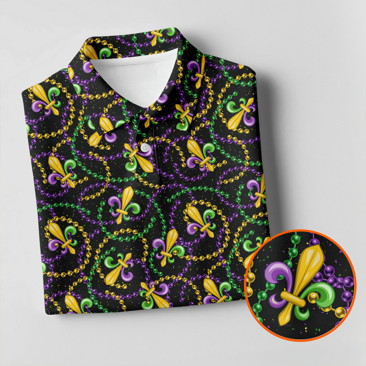 Mardi Gras Beads Purple Green Gold Fleur De Lis Women's Golf Tops, Ladies Golf Polos, Golf Shirt For Women