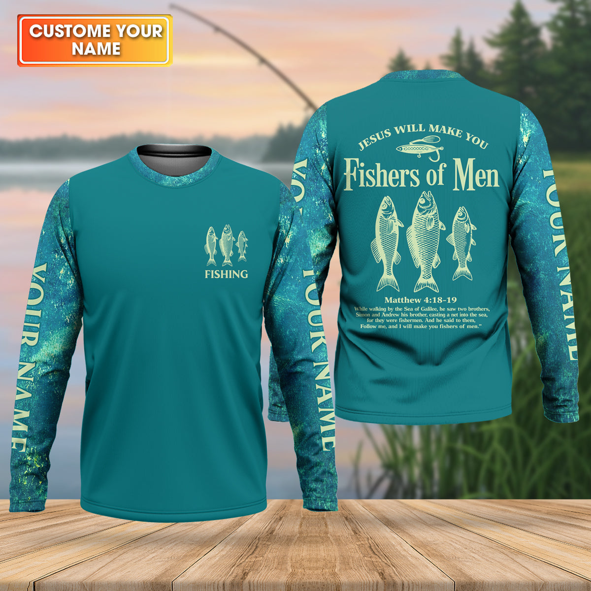 Jesus Will Make You Fishers Of Men Christian Fishing UPF Shirts, Funny Fishing Shirt, Fishing Shirts For Men