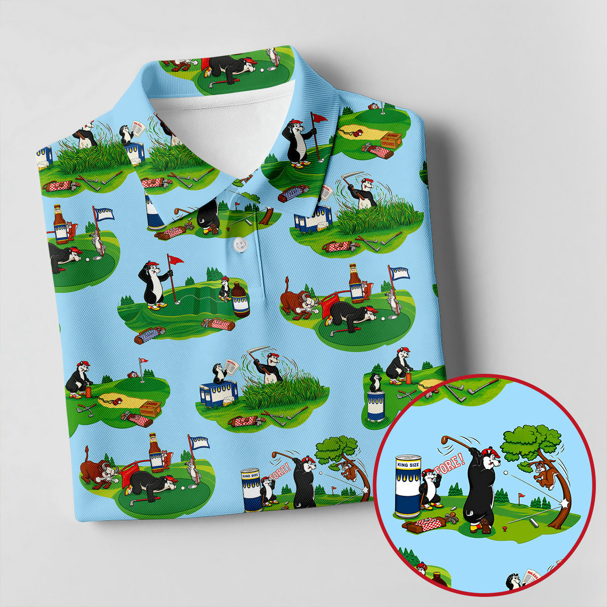 Funny Golf Gopher Cartoon Pattern Golf Polo Shirt, Women's Golf Tops, Ladies Golf Shirts