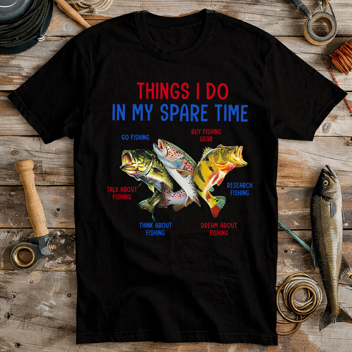 Things I Do In My Spare Time Red White Blue Funny Fishing Shirt, Patriotic Fishing Tee Shirts, Fishing Shirts For Men
