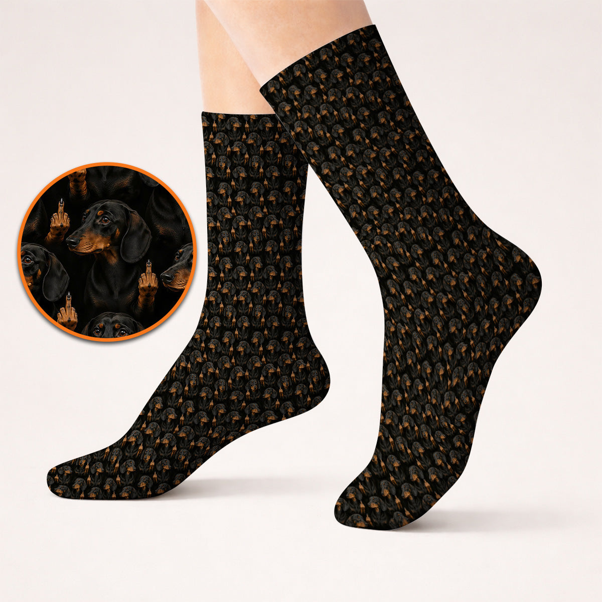 Funny Dachshund Golf Socks, Wiener Dog Pattern Golf Sock, Crazy Dog Dad Golf Apparel