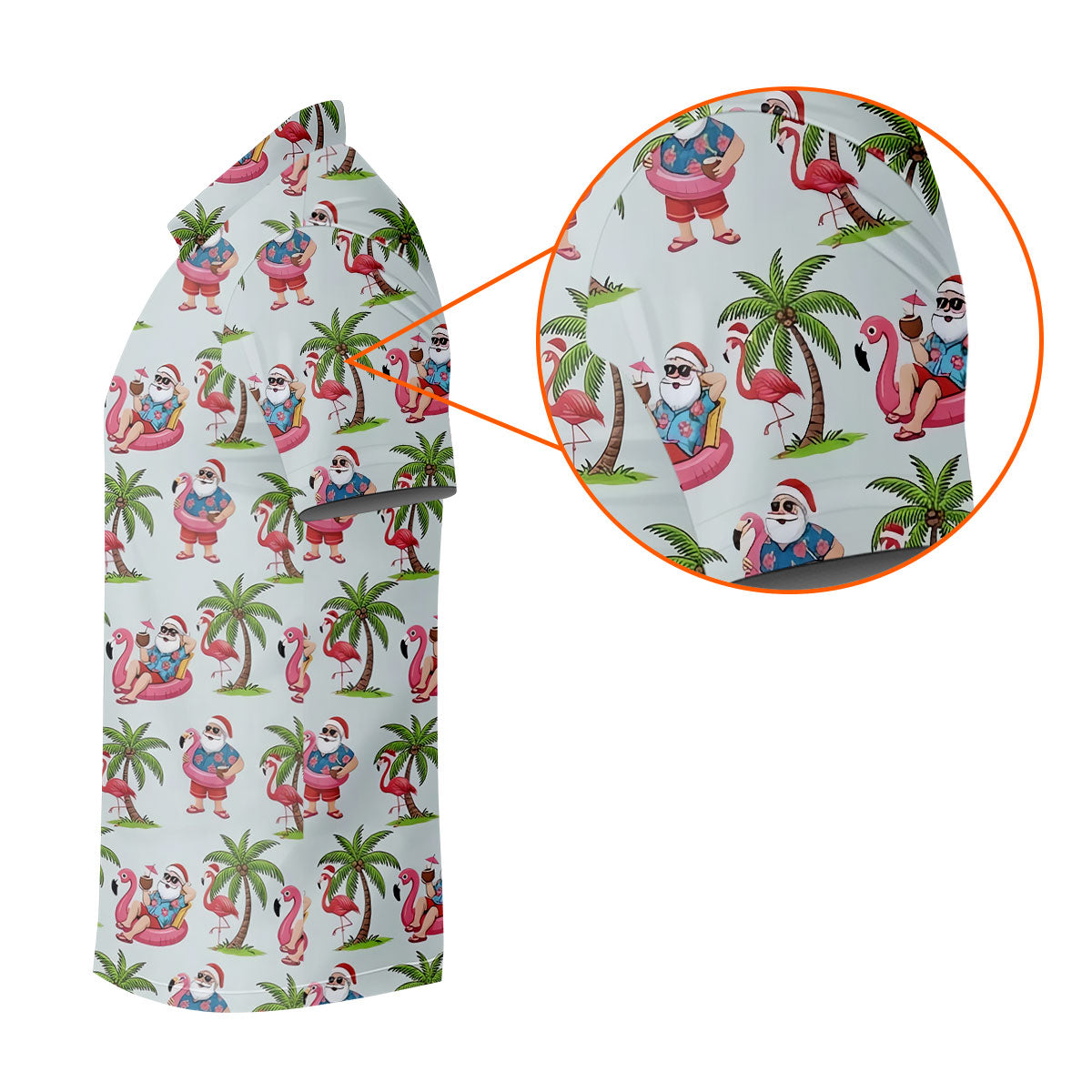 Tropical Santa Flamingo Beach Golf Polo, Christmas Golf Shirt, Golf Apparel For Men