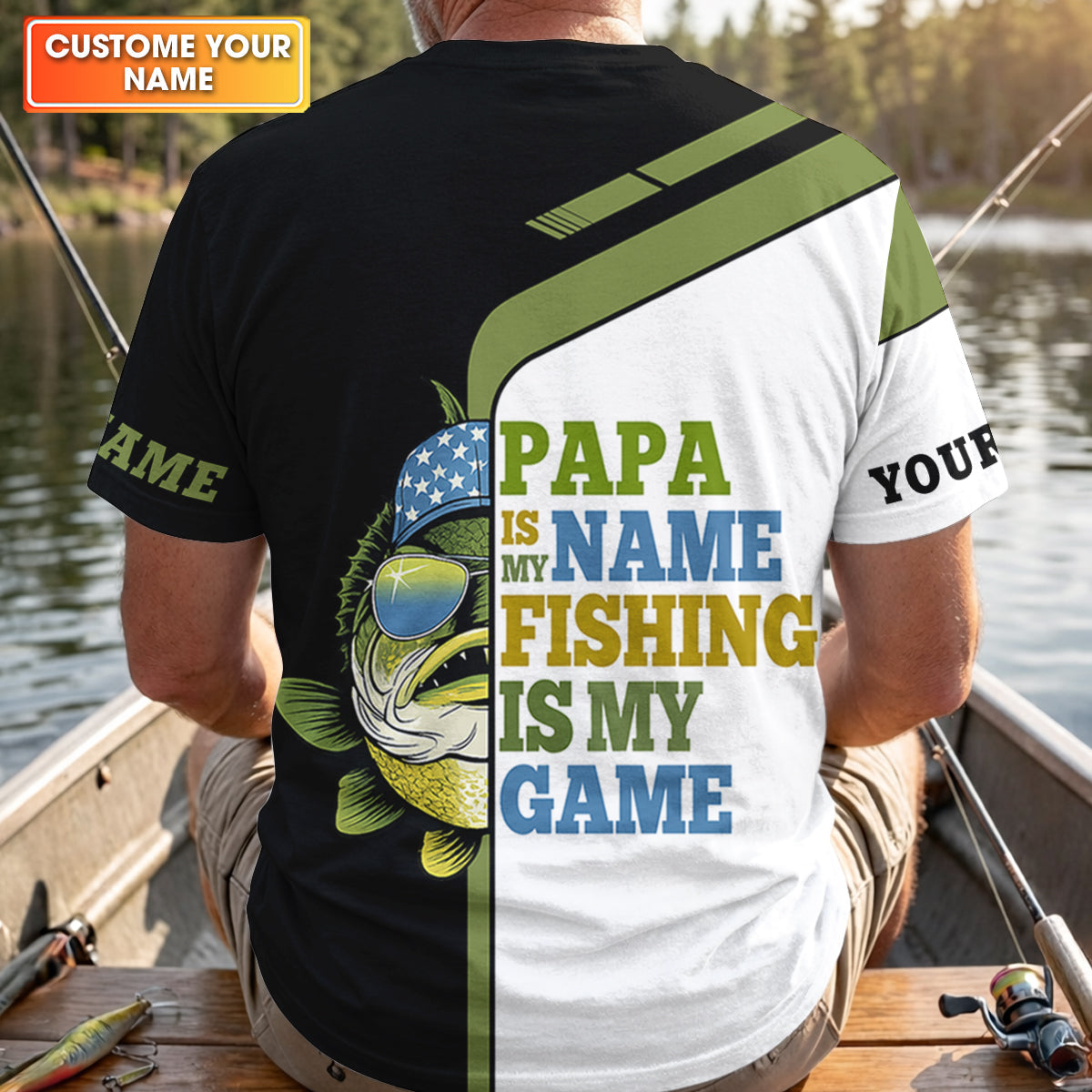 Papa Is My Name Fishing Is My Game Funny Fishing Shirt For Dad, Fishing UPF Shirts, Fishing Shirts For Men