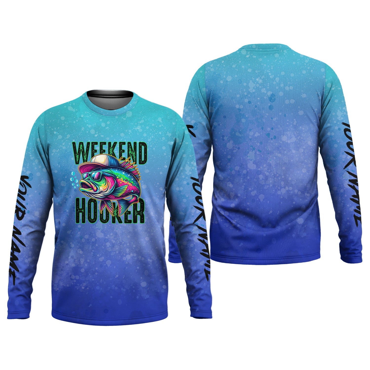 Weekend Hooker Blue Purple Fishing UPF Shirts, Long Sleeve Sun Shirt, Gift For Fisherman