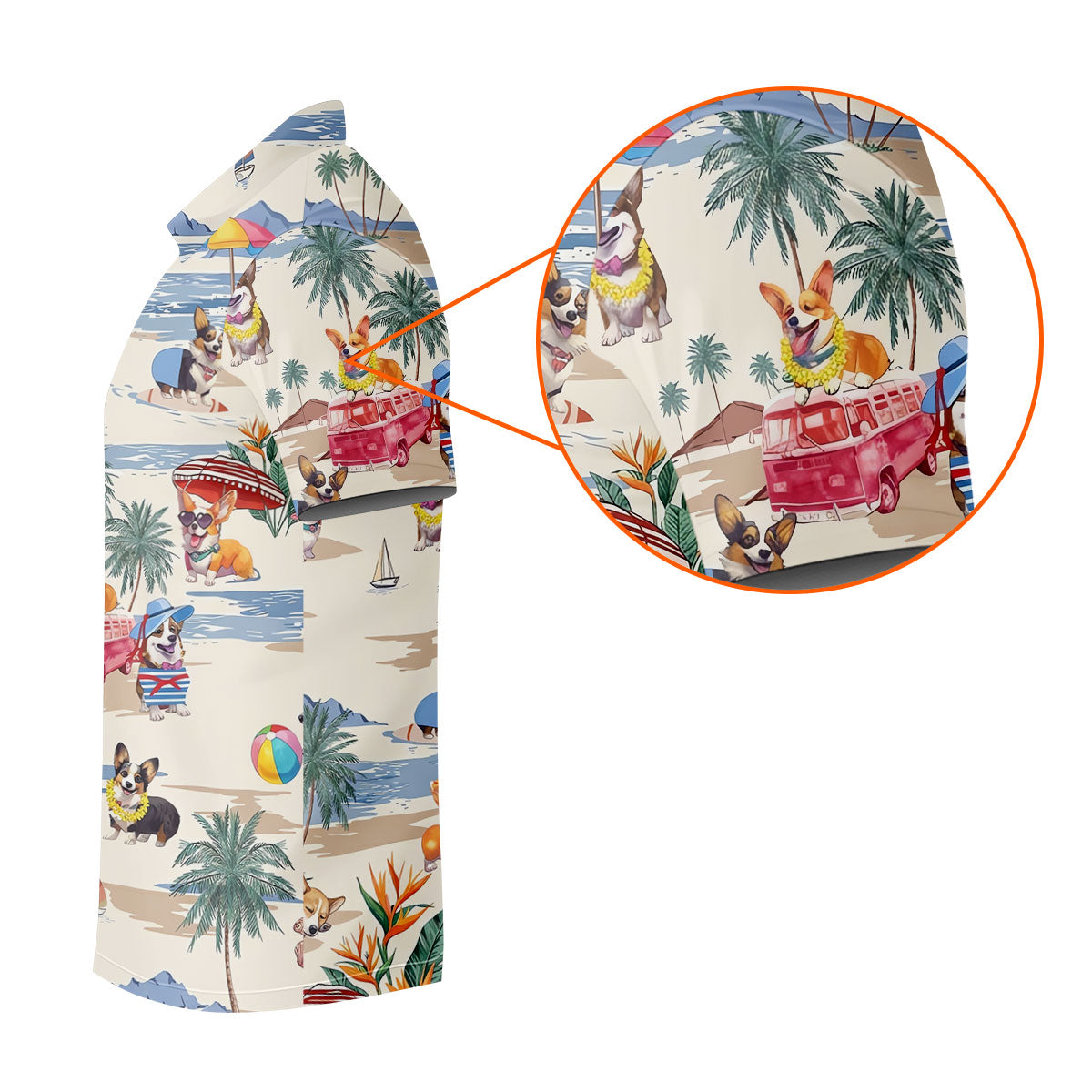 Cute Corgi Beach Vacation Golf Polo Shirt, Golf Polo Shirts For Men, Mens Golf Apparel