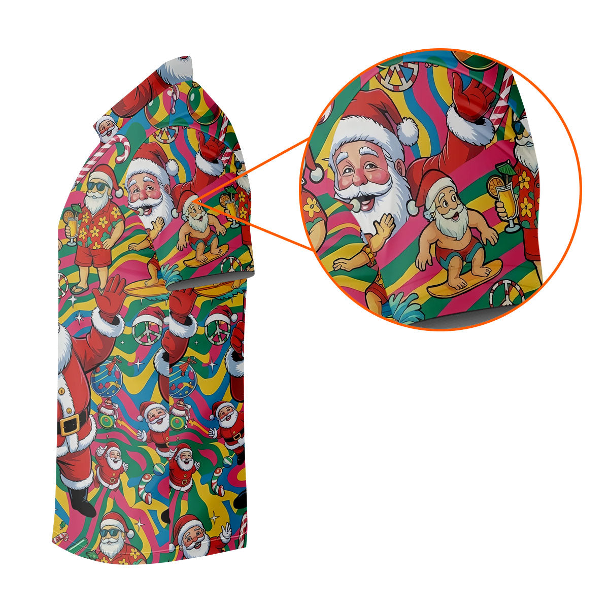 Funny Tropical Santa Christmas Polo Shirt, Womens Golf Polo, Christmas Shirts For Women