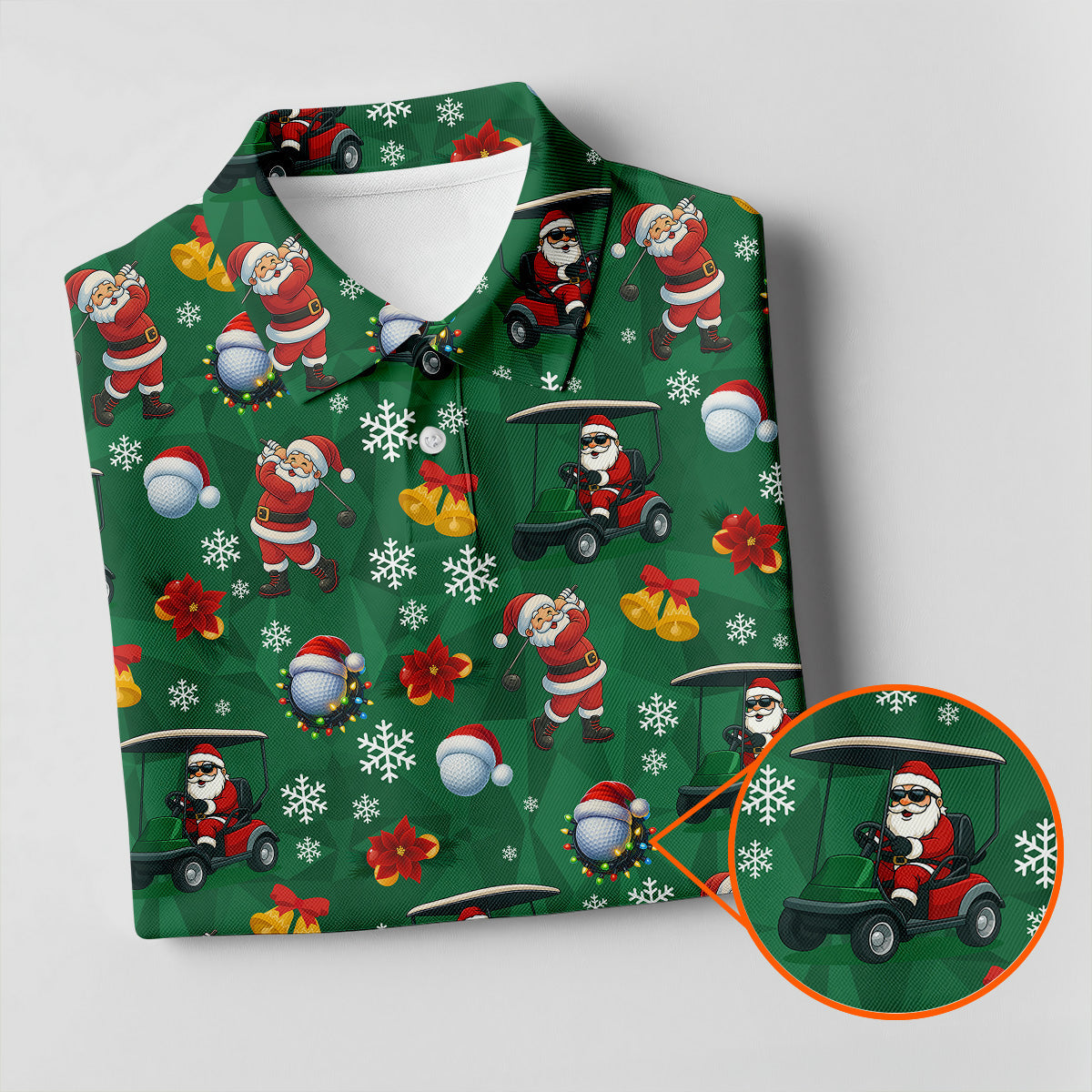 Santa Christmas Green Golf Polo, Women Golf Top, Golf Christmas Gifts, Ladies Golf Shirts