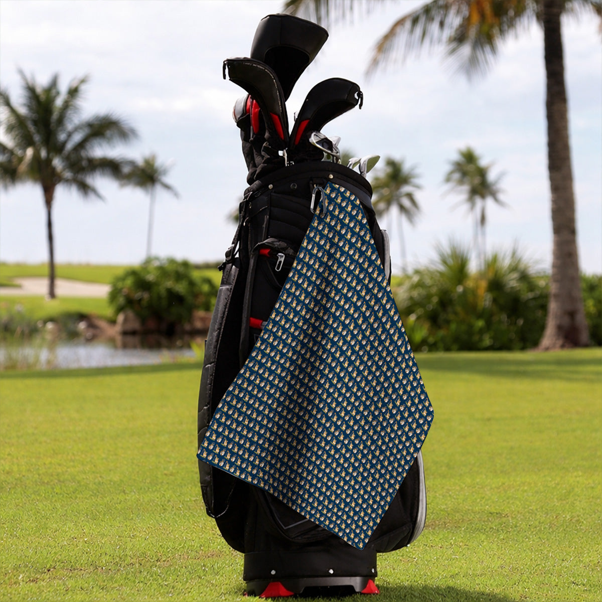 Funny Corgi Golf Towels, Corgi Pattern Golf Towel, Golf Gift For Golfer