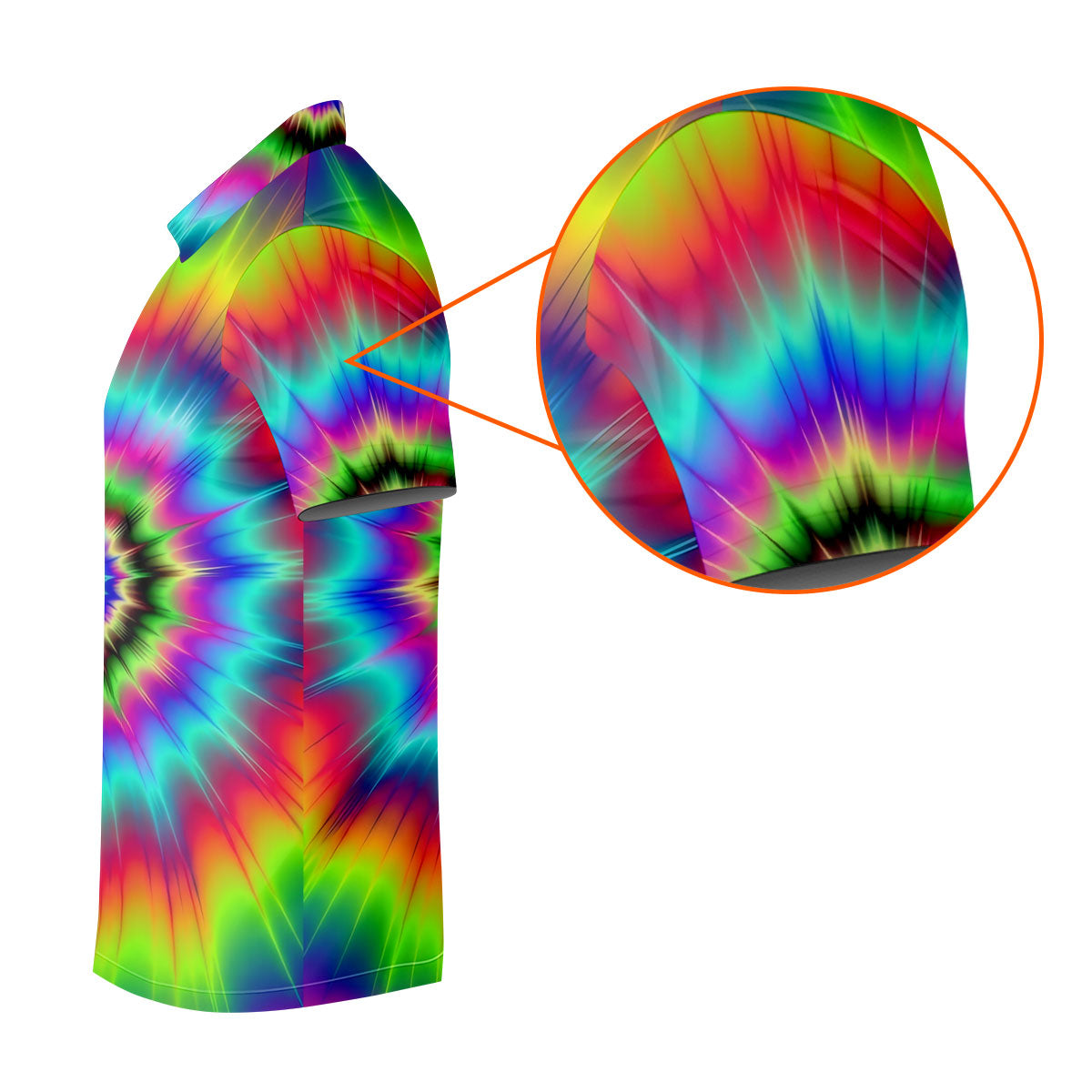Rainbow Tie Dye Golf Shirt, Psychedelic Spiral Burst Pattern, Golf Shirt For Men