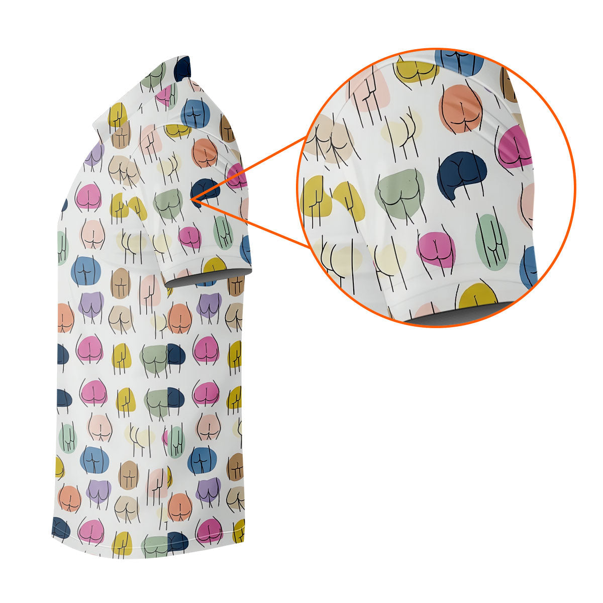 Funny Colorful Butt Pattern Golf Polo Shirt, Golf Shirts For Women, Women's Golf Apparel