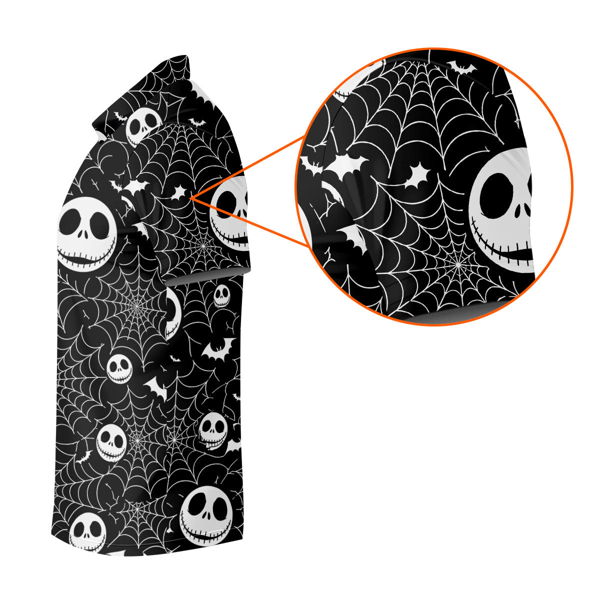 Black Horror Character Spider Web Pattern Golf Polo Shirt, Mens Golf Polo, Hawaiian Golf Shirt