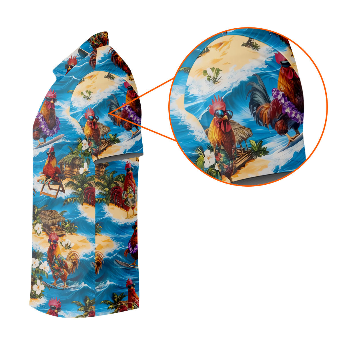 Cool Rooster Beach Vacation Hawaiian Golf Shirt, Mens Golf Polo, Printed Golf Shirts