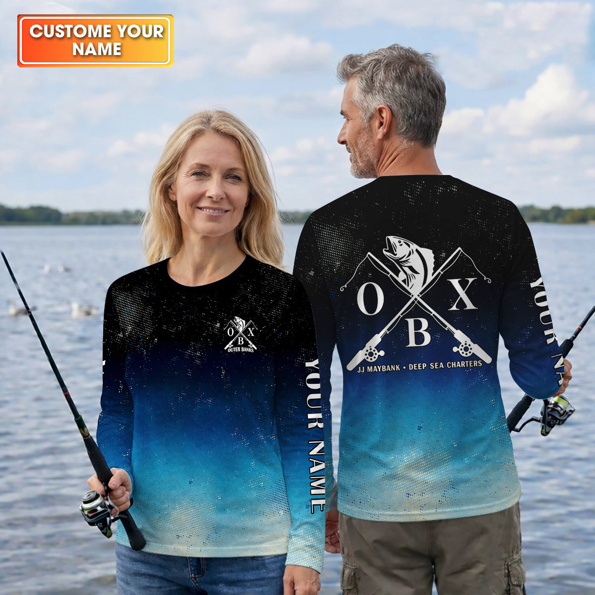 JJ Maybank Deep Sea Charters Outer Banks Fishing UPF Shirts, Fishing Movie Fishing Gift for Men