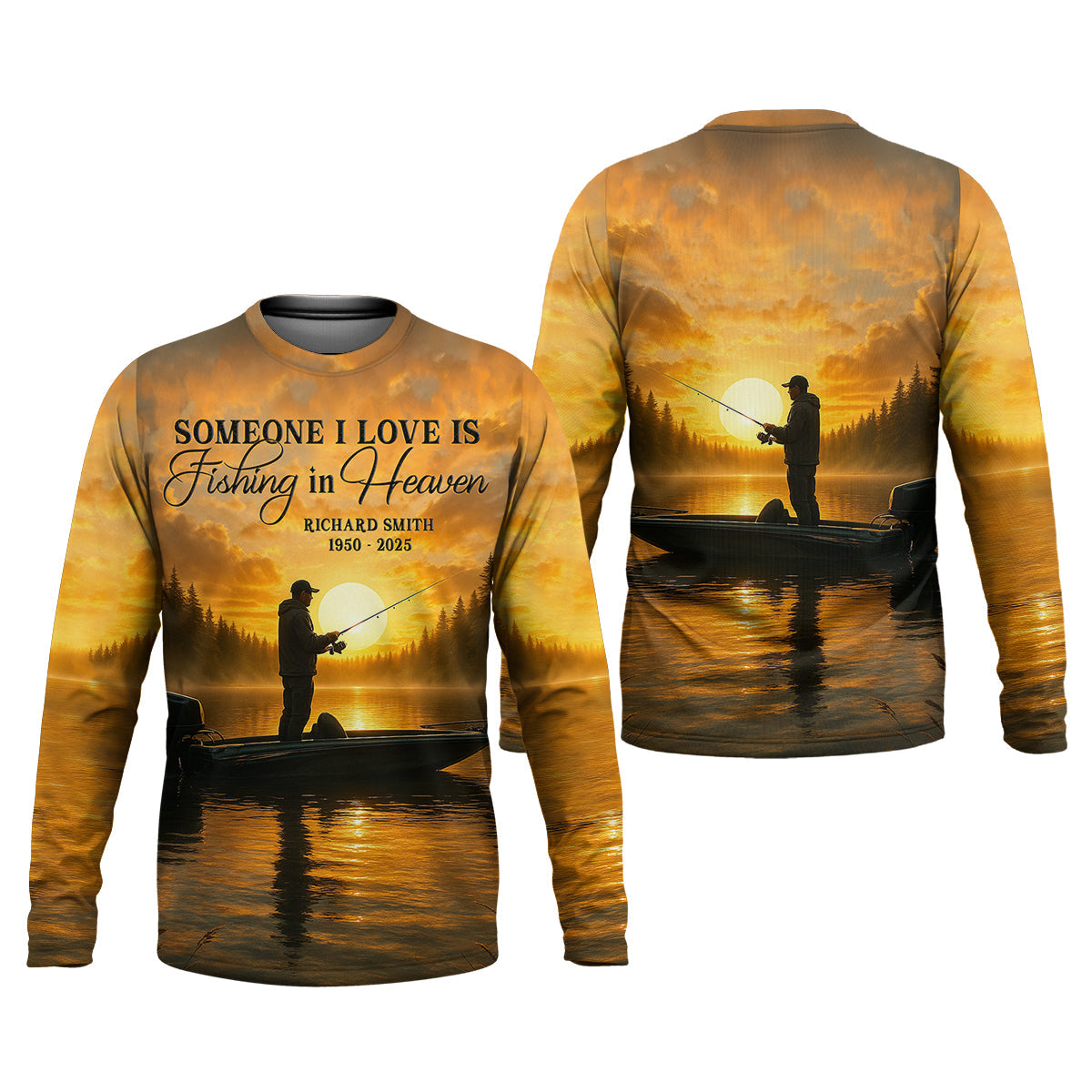Someone I Love Is Fishing In Heaven Fishing Memorial SPF Shirt For Men, Gift For Fisherman