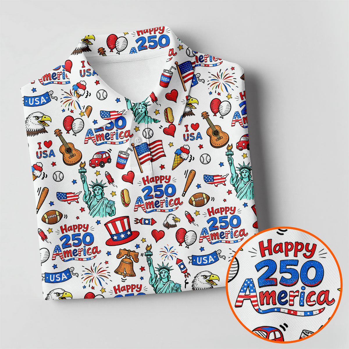 Happy 250 America Independence Celebration White Golf Shirt, Patriotic 4th Of July Golf Shirt For Women