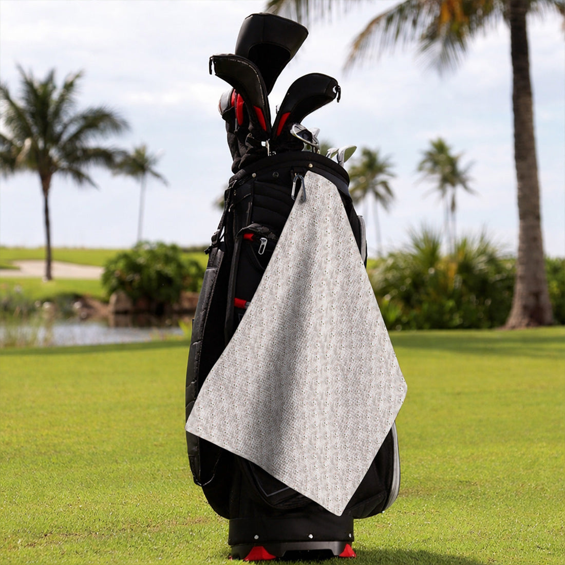 White Cat Pattern Golf Towels, Crazy Cat Lover Golf Towel, Funny Golf Gift For Cat Mom