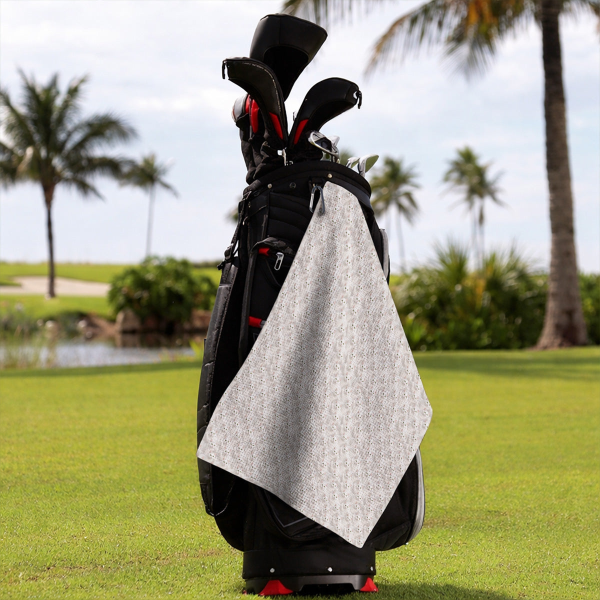 White Cat Pattern Golf Towels, Crazy Cat Lover Golf Towel, Funny Golf Gift For Cat Mom