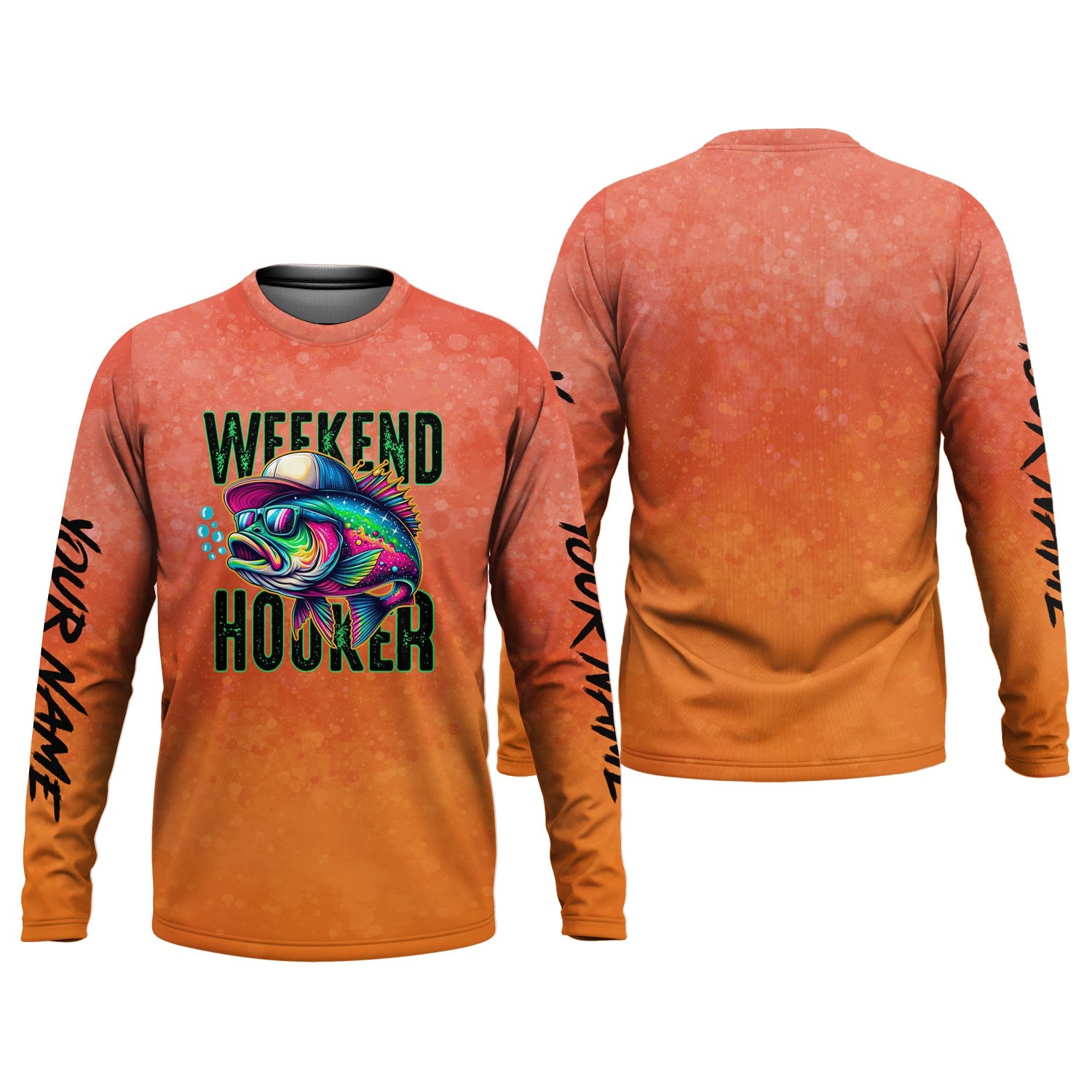 Weekend Hooker Orange Fishing Shirt, Fishing UPF Shirts, Hooded Sun Shirt, Gift For Fisherman