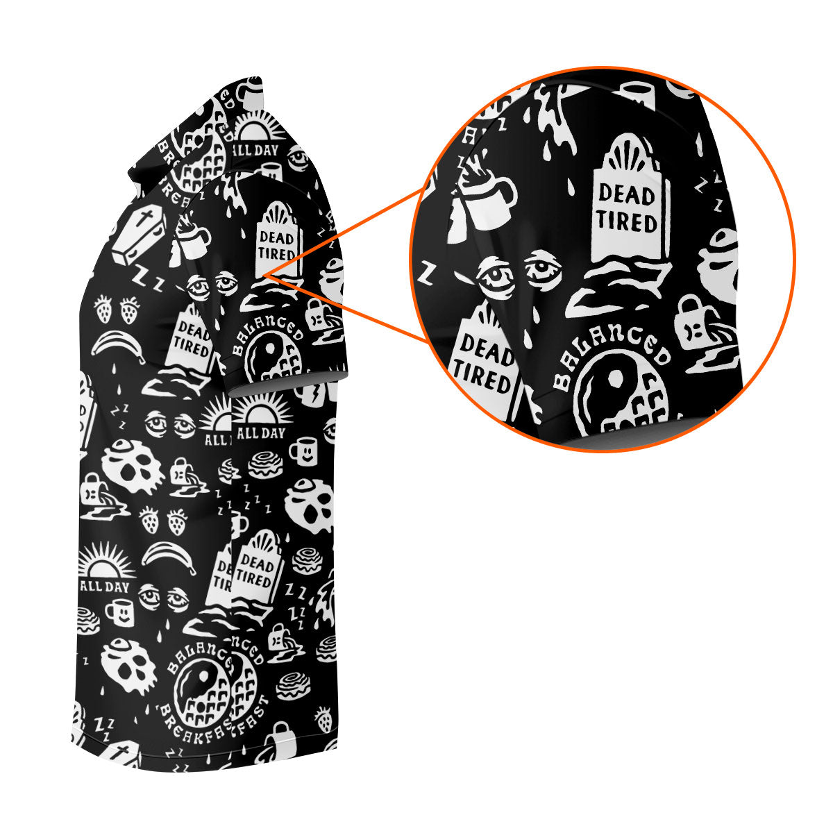 Dead Tired Coffee Breakfast Pattern Golf Shirt, Women's Golf Tops, Golf Shirts For Women