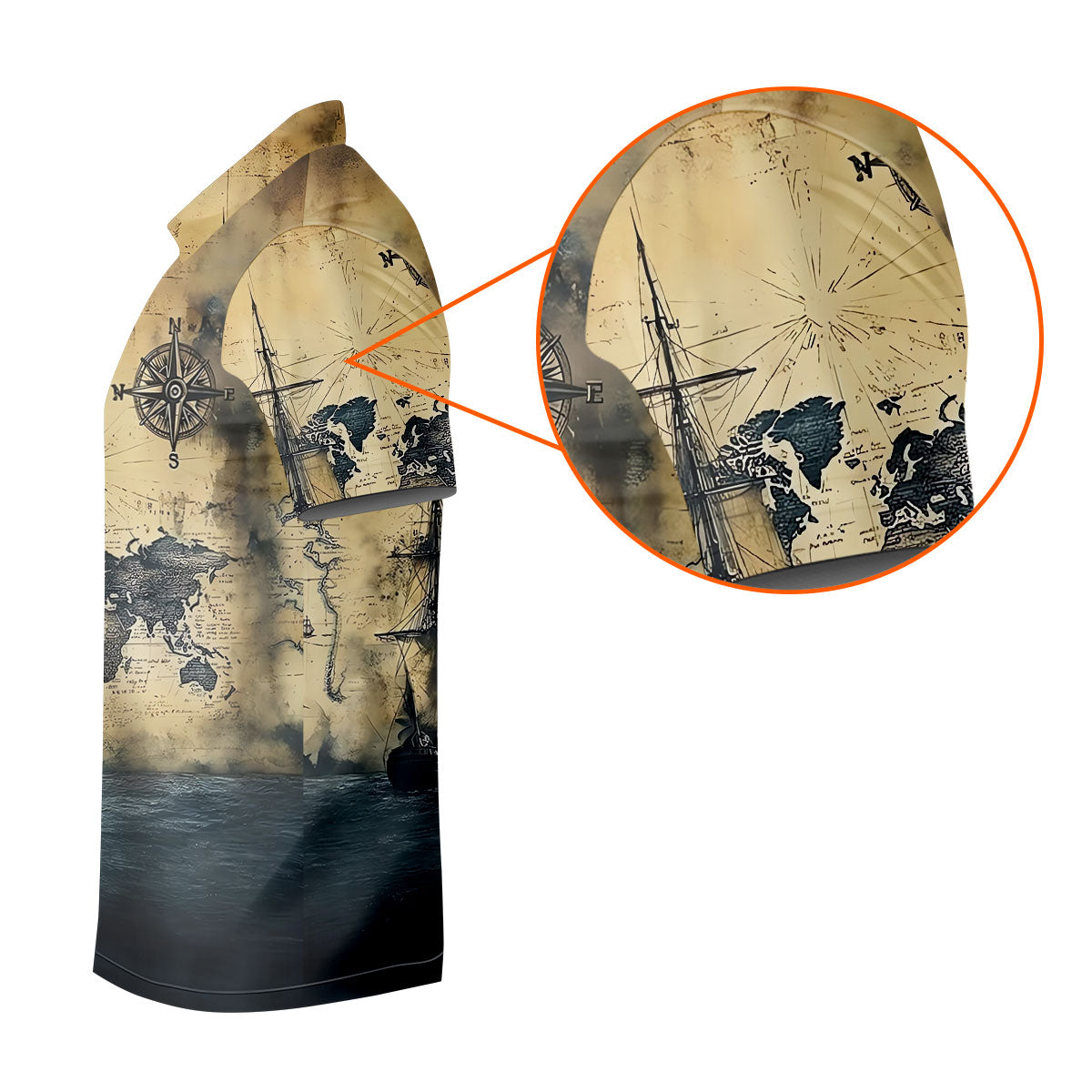 Vintage Ship Map Compass Ocean Golf Shirt, Golf Tops For Women, Women’s Golf Apparel